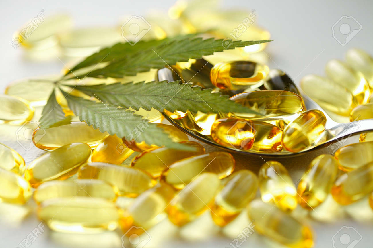 Cannabis Hemp Oil or CBD Oil Capsules, Food Organic Food Supplements. Alternative medicine concept. Cosmetics and skin care products - 169732021 Cannabis Hemp Oil or CBD Oil Capsules, Food Organic Food Supplements. Alternative medicine concept. Cosmetics and skin care products - 169732021