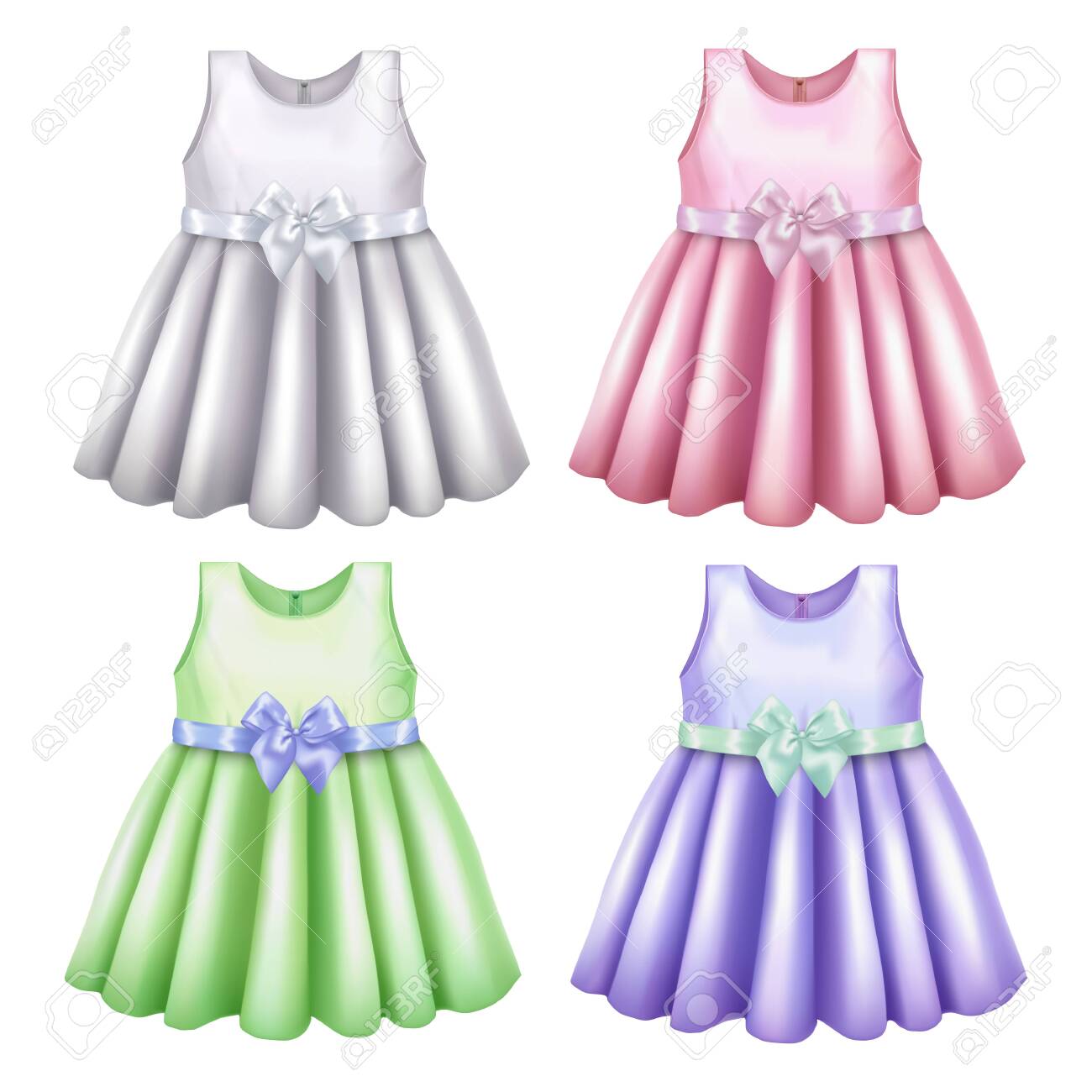 Download Baby Dress Mockup Set In Realistic Style Royalty Free Cliparts Vectors And Stock Illustration Image 141222898