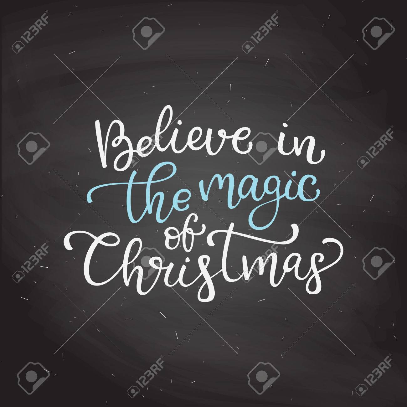 Lettrage De Vecteur Dessine A La Main Croyez En La Magie De Noel Calligraphie Isolee Sur Tableau Noir Citation De L Hiver Et De Noel Clip Art Libres De Droits Vecteurs Et