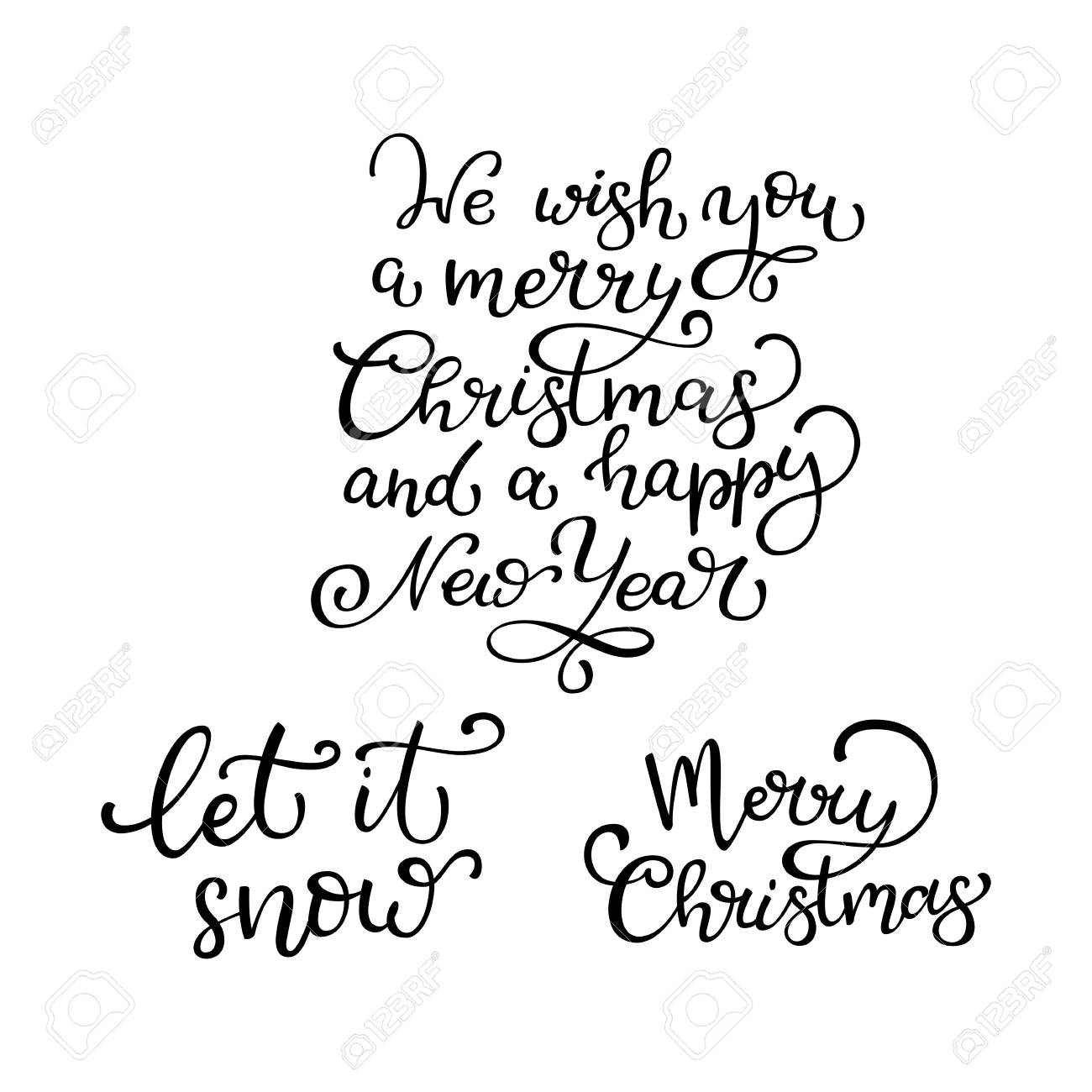 Ensemble De Citations De Vecteur Dessines A La Main Calligraphie Isolee Sur Fond Blanc Citation De L Hiver Et De Noel Clip Art Libres De Droits Vecteurs Et Illustration Image