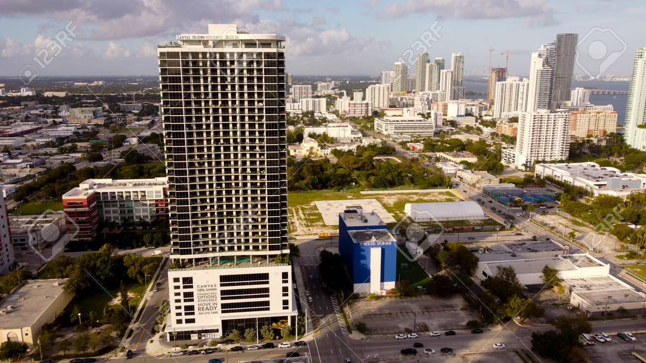 Miami, FL, USA - January 3, 2021: Aerial photo Canvas Condominiums Downtown Miami FL - 161760952 Miami, FL, USA - January 3, 2021: Aerial photo Canvas Condominiums Downtown Miami FL - 161760952