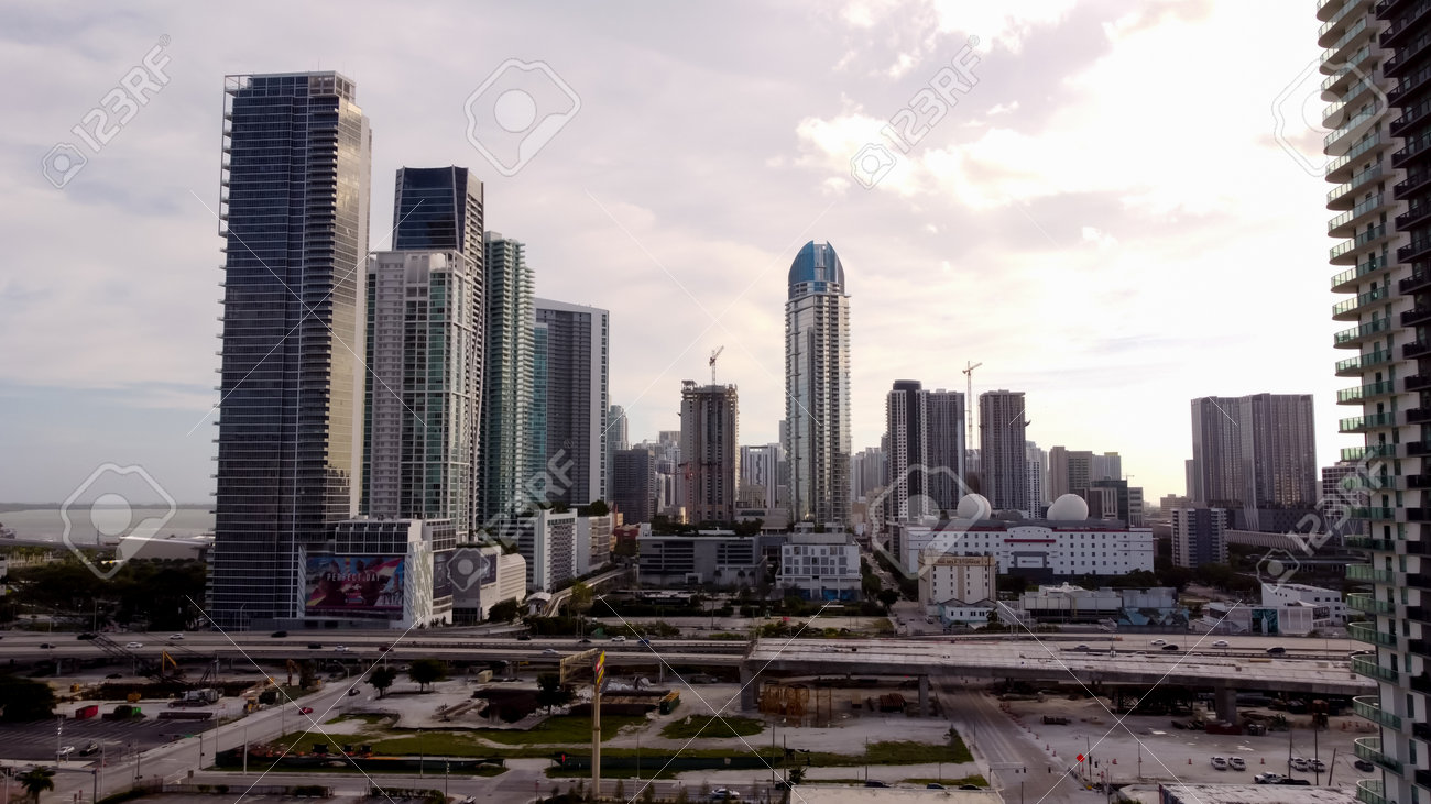 Miami, FL, USA - January 2, 2021: Highrise buildings Downtown Miami FL USA - 161760949 Miami, FL, USA - January 2, 2021: Highrise buildings Downtown Miami FL USA - 161760949