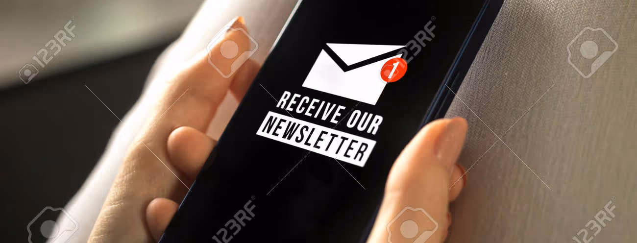 Banner, mobile phone with newsletter signup page close-up in woman hands. Email marketing or newsletter concept, sending e-mails concept photo - 175505699 Banner, mobile phone with newsletter signup page close-up in woman hands. Email marketing or newsletter concept, sending e-mails concept photo - 175505699