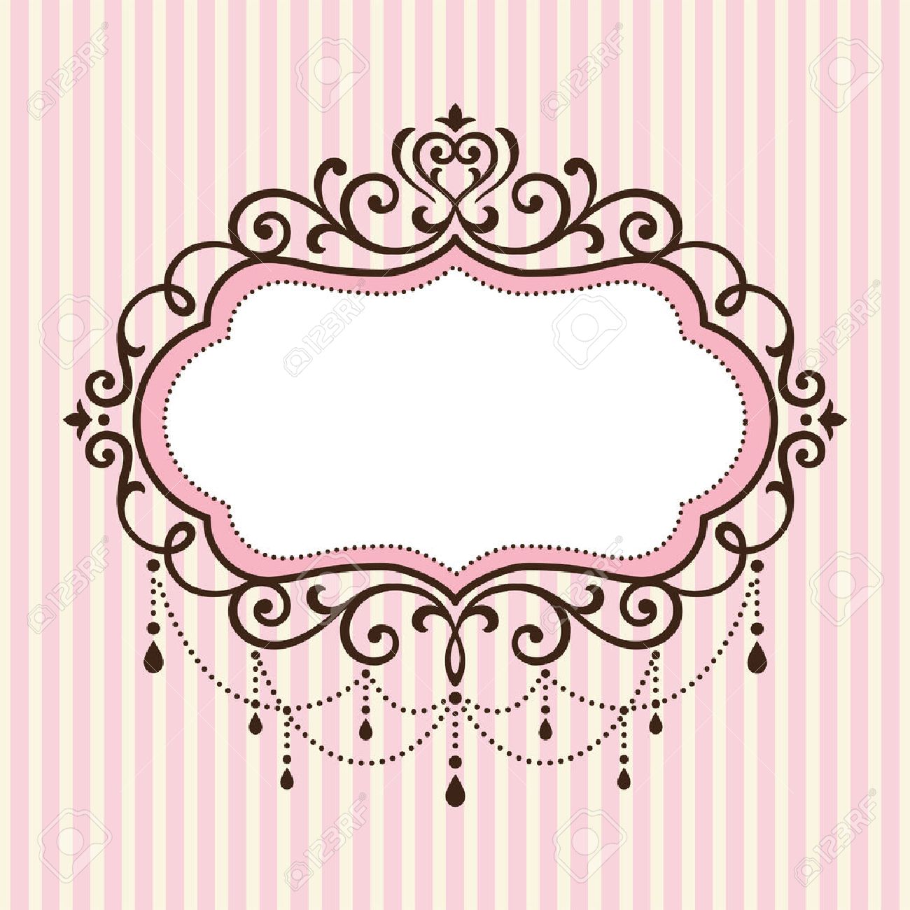 Chandelier Vintage Border Frame On Pink Stripe Background Royalty Free Cliparts Vectors And Stock Illustration Image 66368704