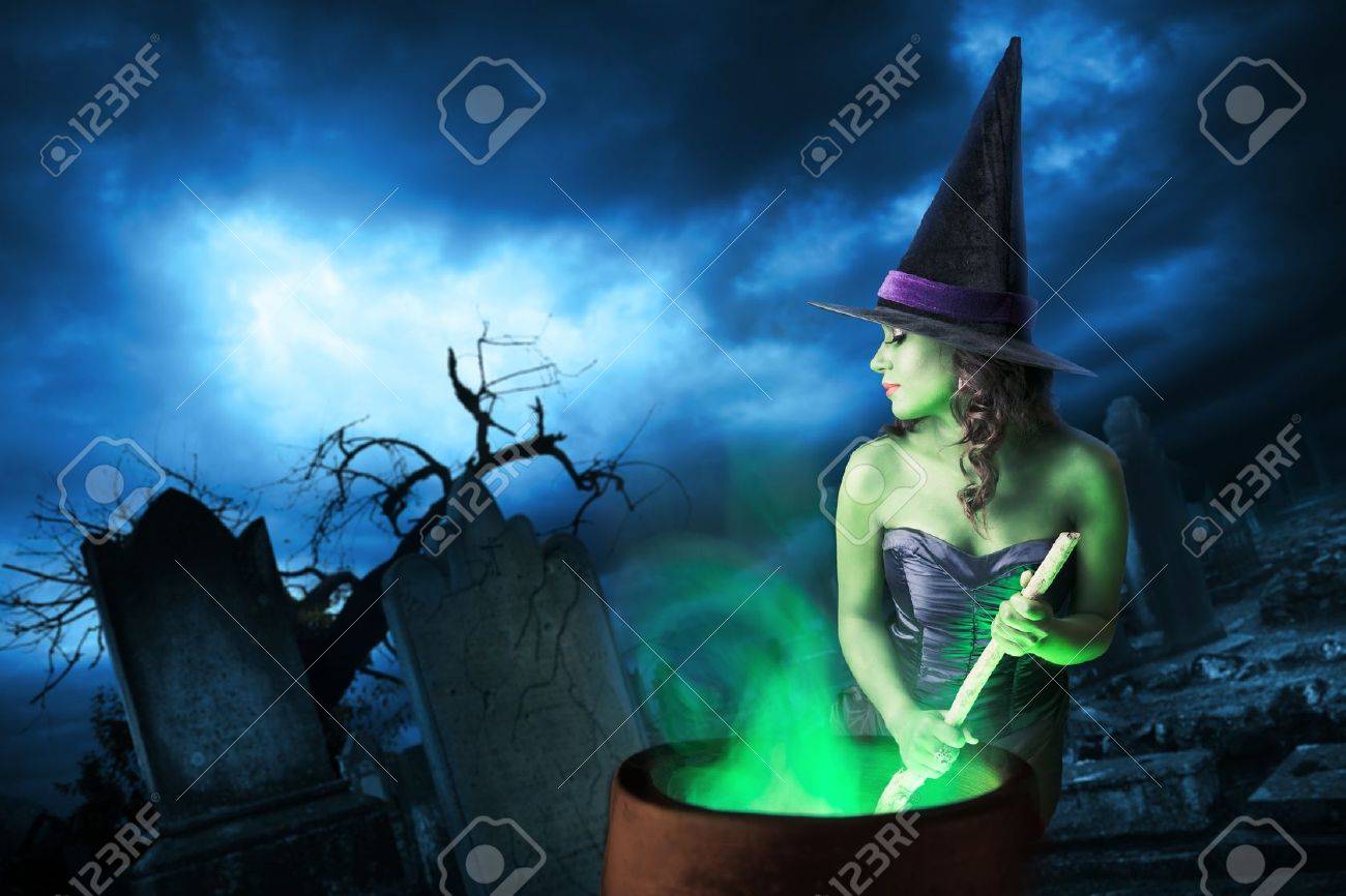 Sexy witch on a dark background - 15561957 Sexy witch on a dark background - 15561957