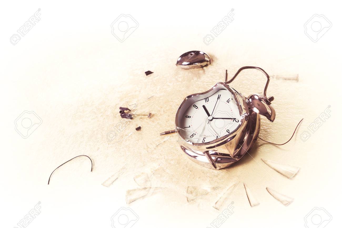 Destroyed Alarm Clock On The Floor / Copy Space, High Key Image Stock  Photo, Picture and Royalty Free Image. Image 67153659., image size:1300x867