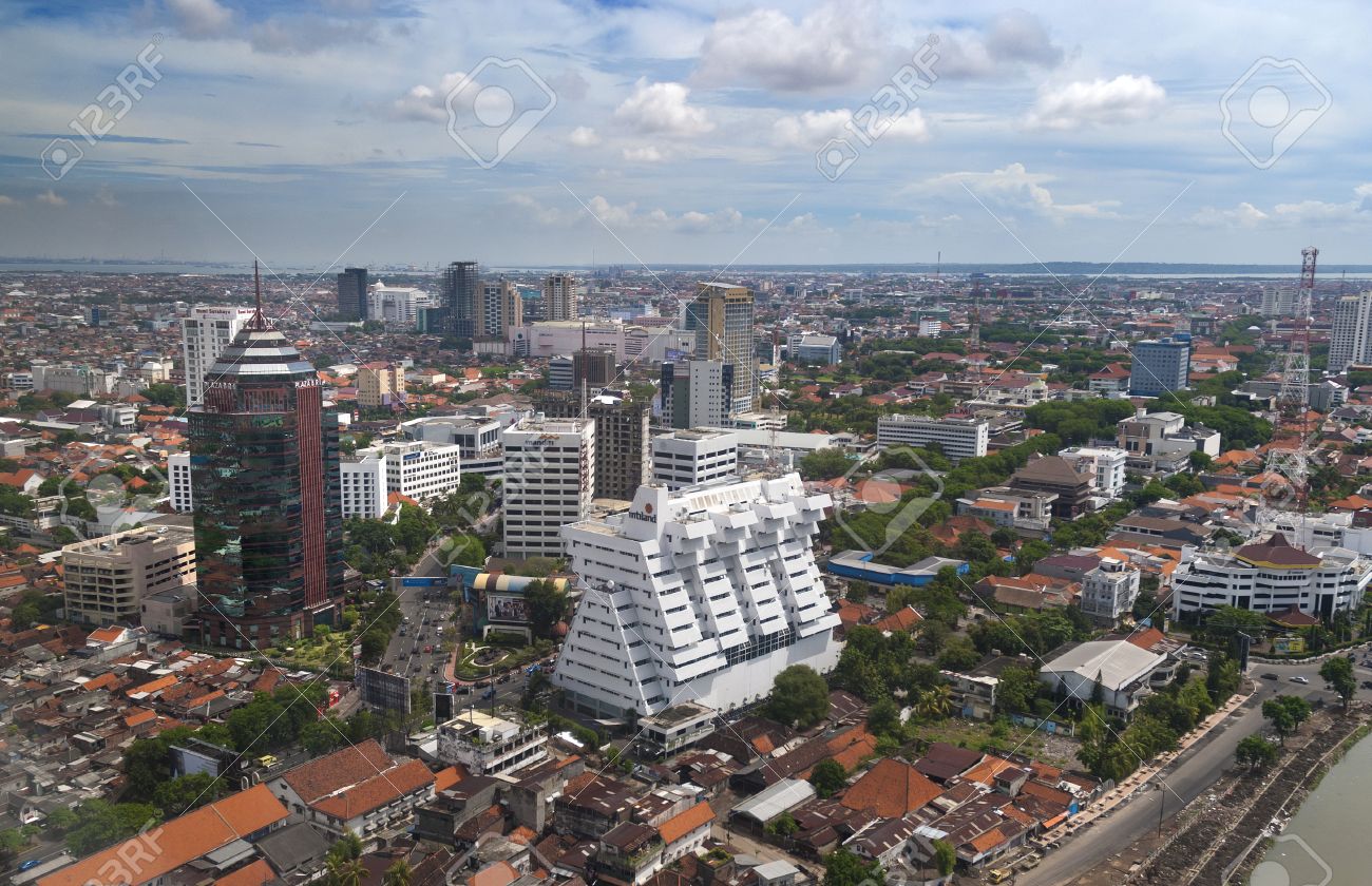 aerial view of surabaya city stock photo picture and royalty free