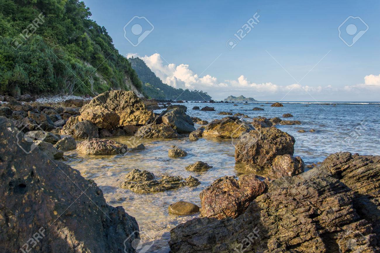 Rocks In Red Island Beach Banyuwangi East Java Indonesia