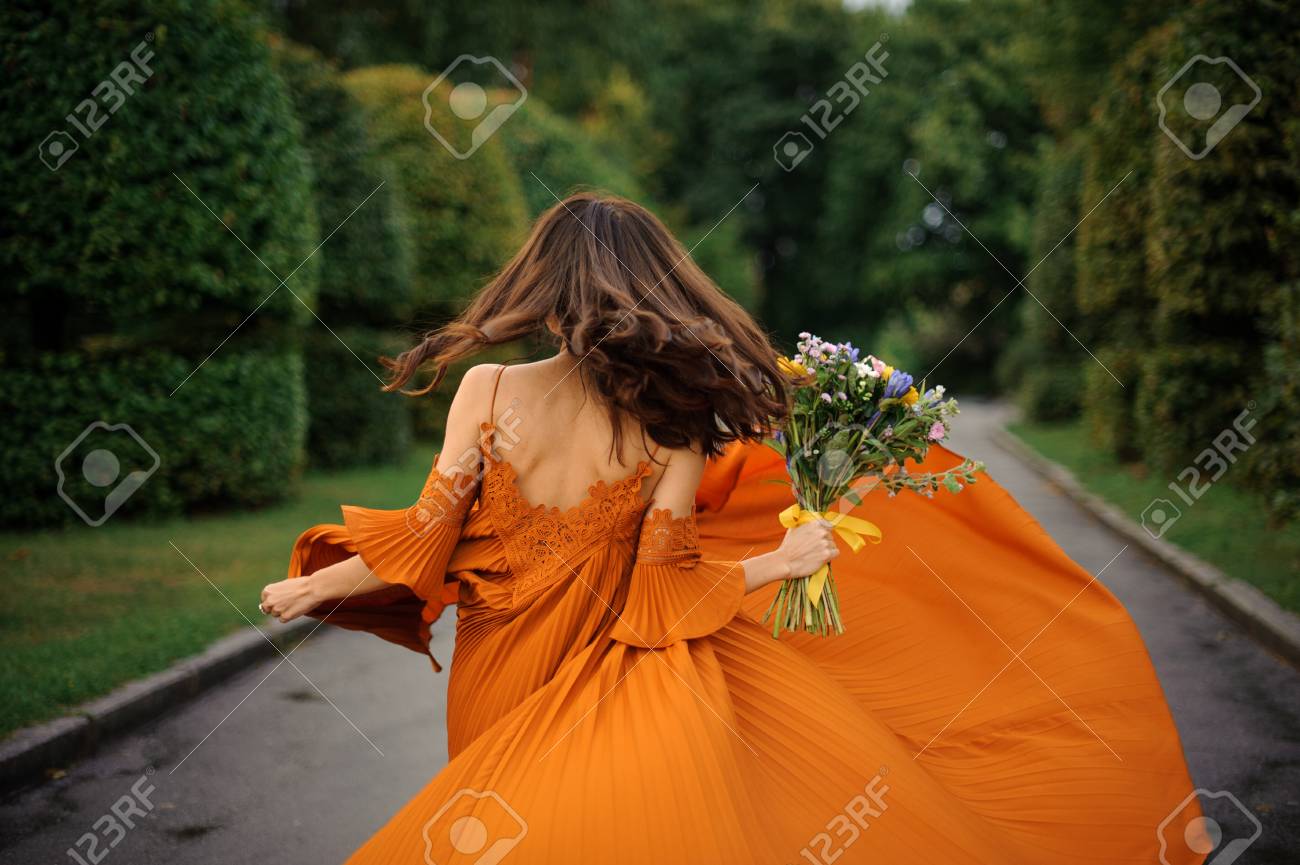 long orange gown