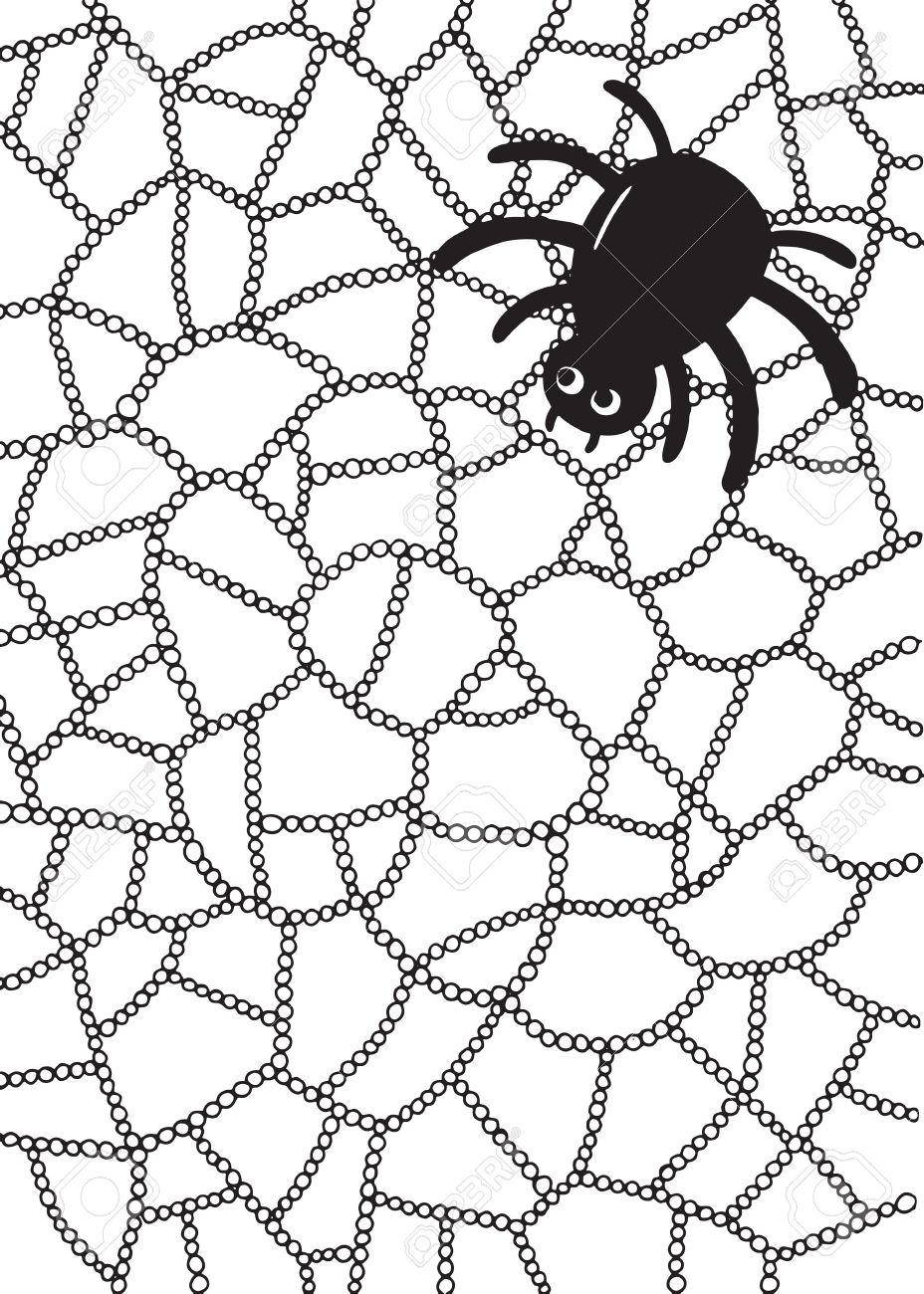Coloriage Avec Araignée Et Toile Dans Des Gouttes Deau Ou Des Gouttes De Pluie