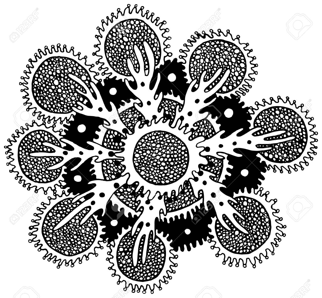 Sea Mandala Flower With Coral And Algae Ocean Floral Coloring Page For Adult Book