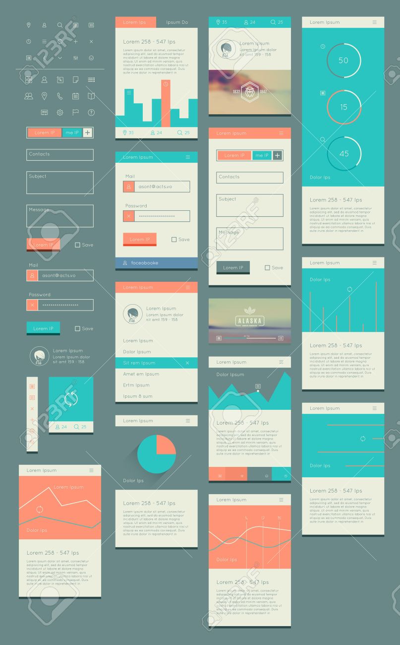 flat ui kit for web and mobile ui design page website design