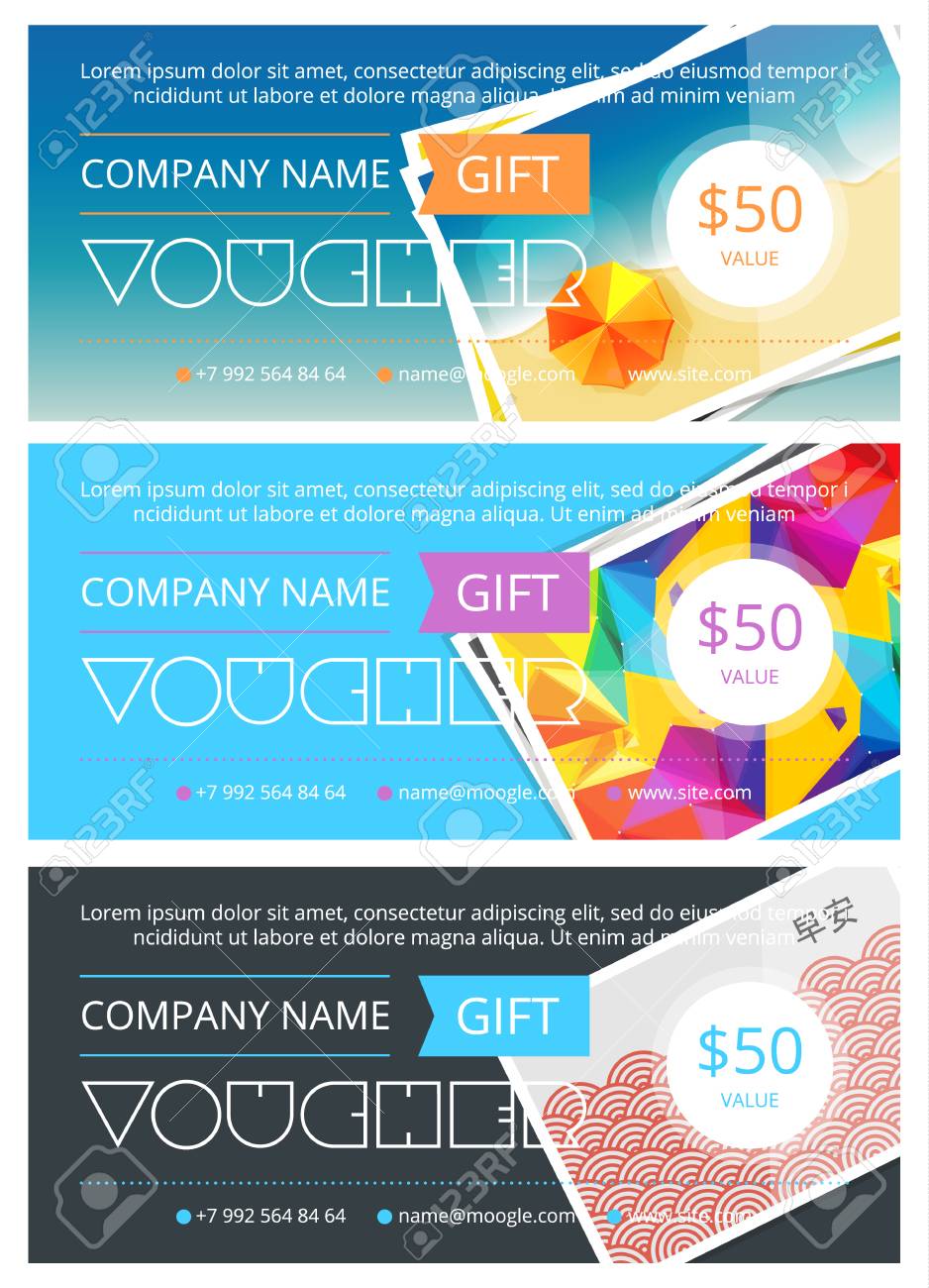 gift voucher template with clean and modern pattern royalty free
