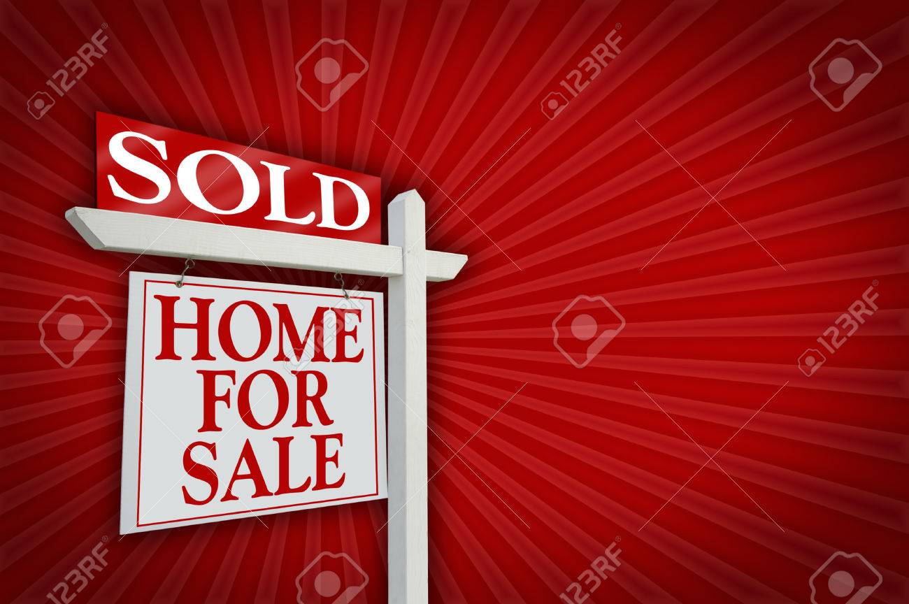sold home for sale sign on red burst background ready for your for sale sign sold