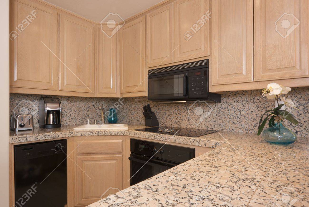 modern kitchen interior with marble countertop. stock photo modern kitchen interior with marble countertop. stock photo