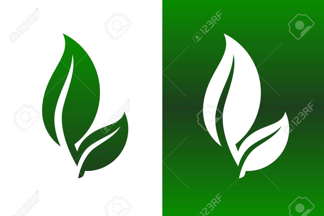 固体および逆の背景の葉ペア アイコン の写真素材 画像素材 Image