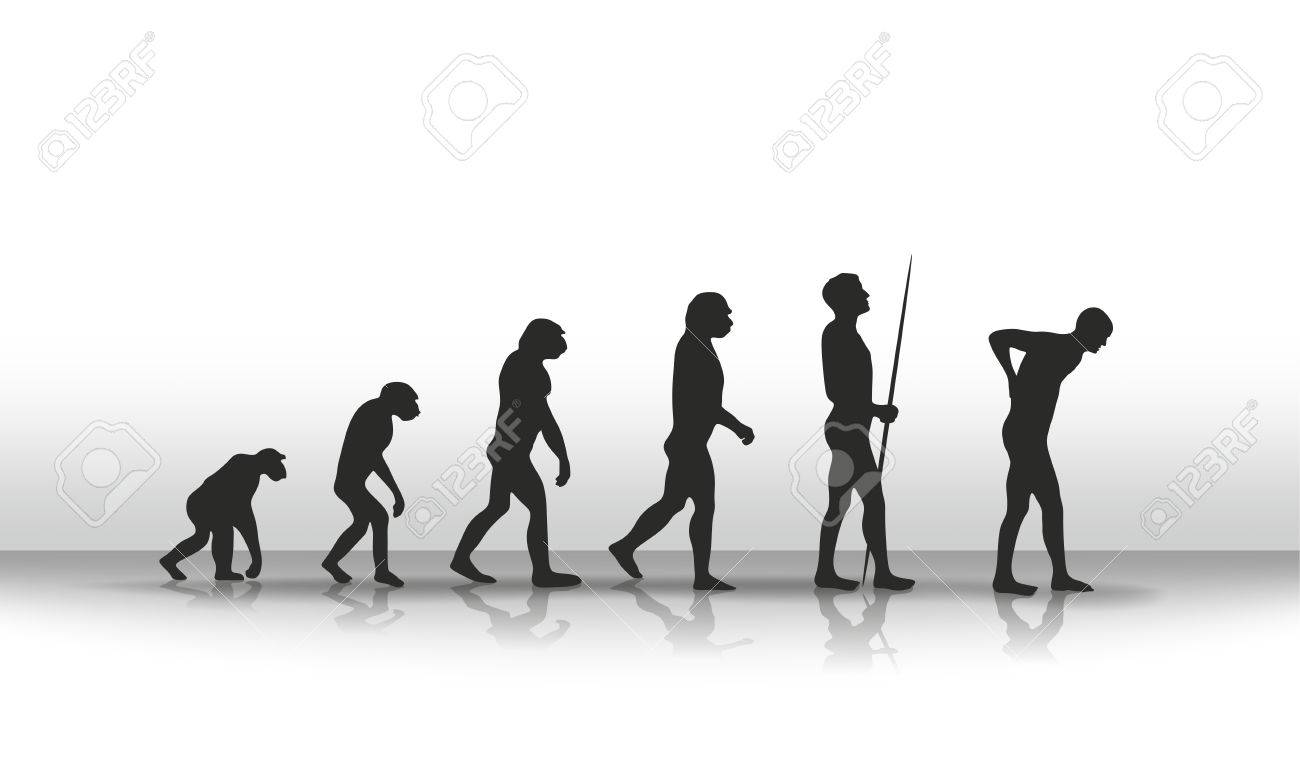 Illustration Of Human Evolution And Back Complaints Stock Photo Picture And Royalty Free Image Image