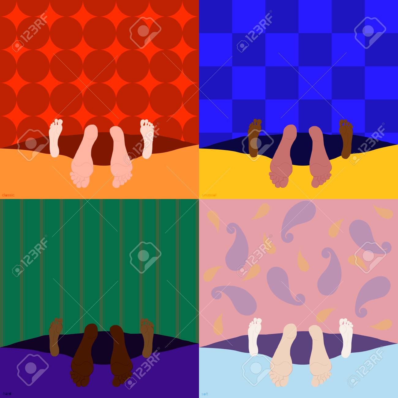 Vector Set Of Womans And Mans Feet In