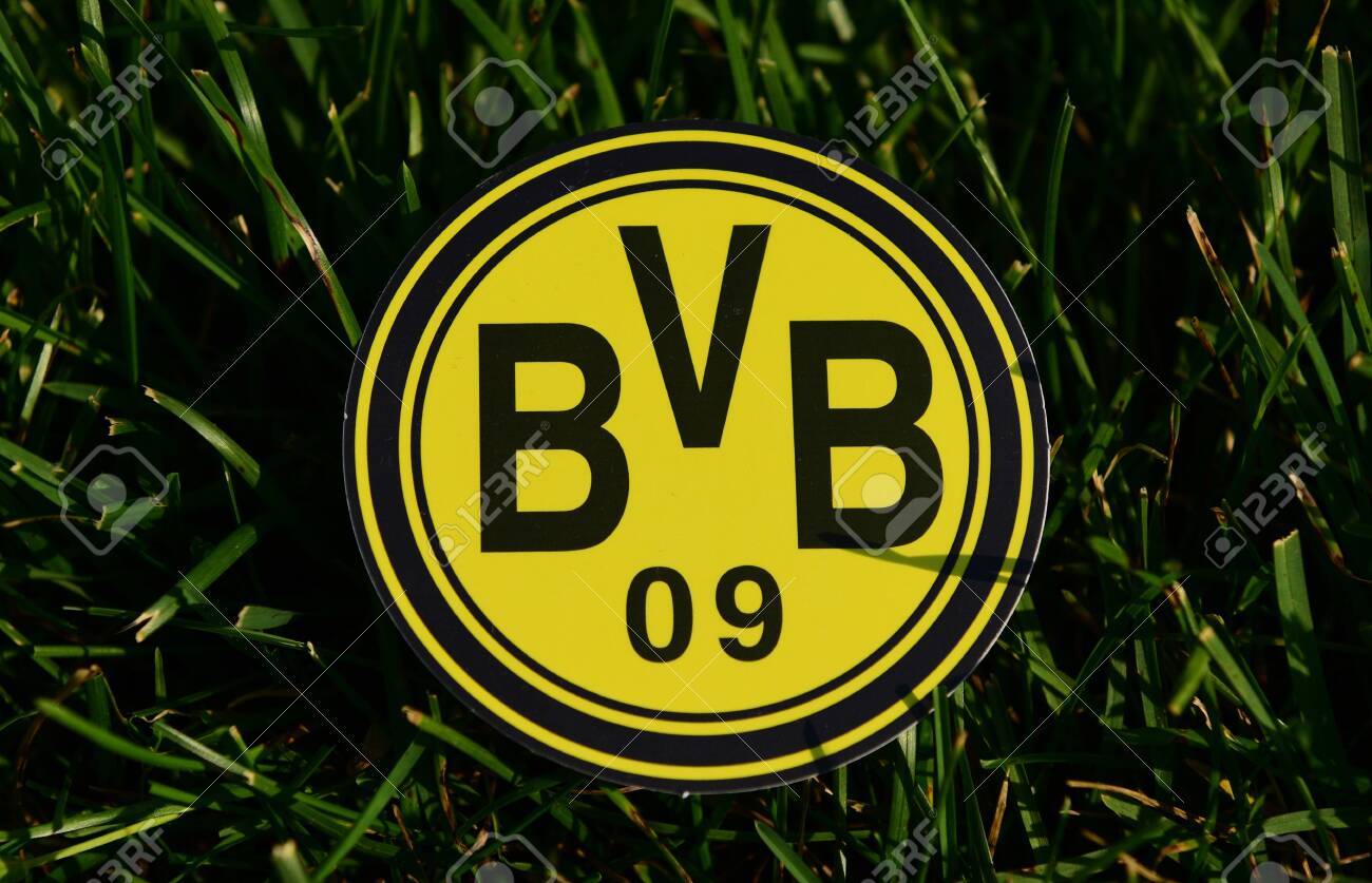 2019年9月6日 イスタンブール、トルコ。サッカー場の緑の芝生にドイツのサッカークラブボルシア・ドルトムントのエンブレム。の写真素材・画像素材  Image 133264657