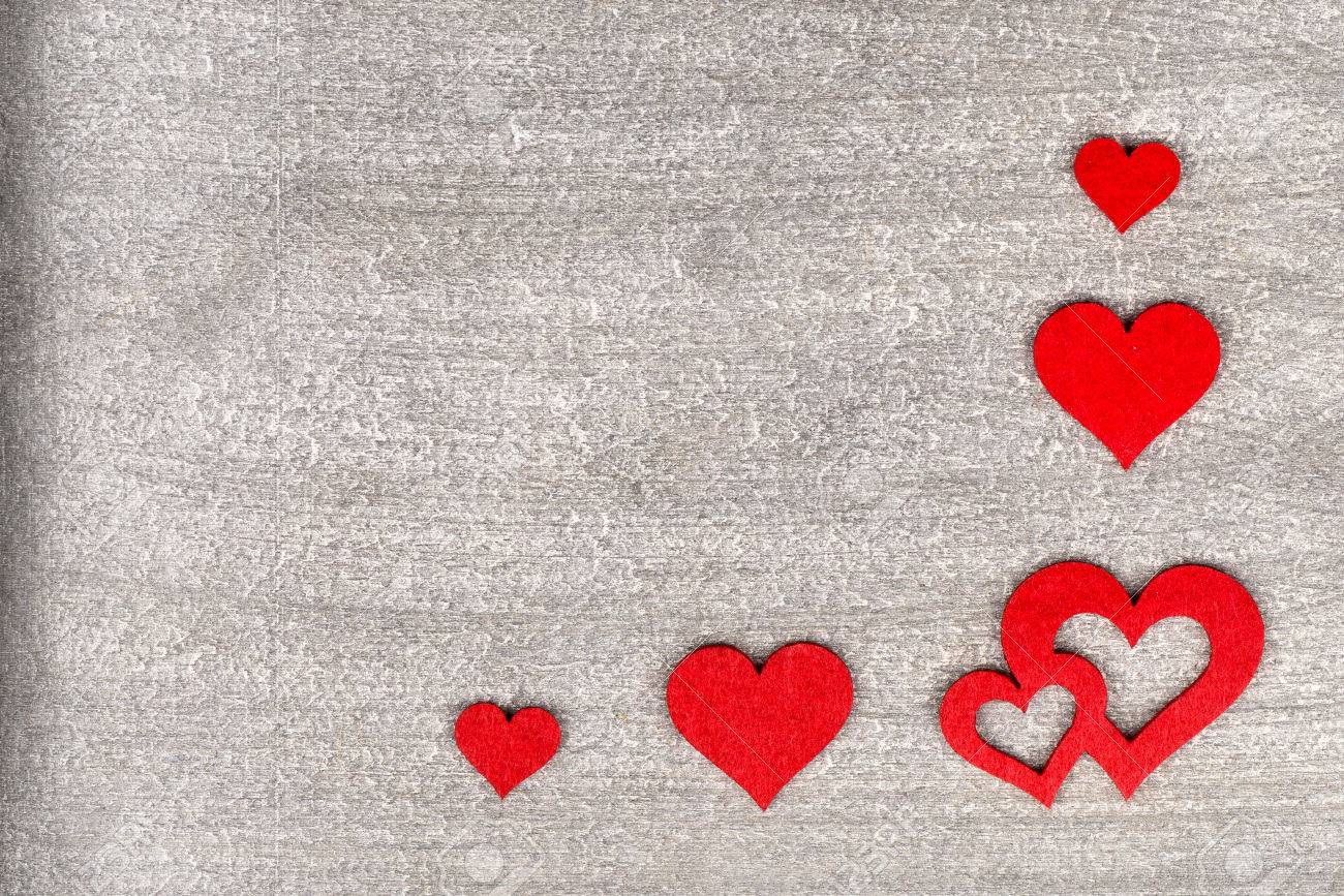Rustic Wooden Background With Bright Red Hearts And Free Text Space As A Greeting For Valentine Rustic Wooden Background With Bright Red Hearts And Free Text Space As A Greeting For Valentine