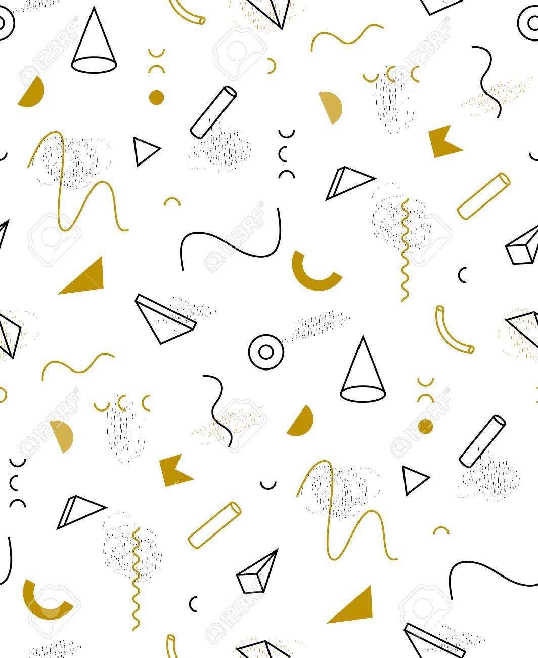 ファッションと壁紙の幾何学的な金のパターン ファッションのメンフィス スタイル のイラスト素材 ベクタ Image