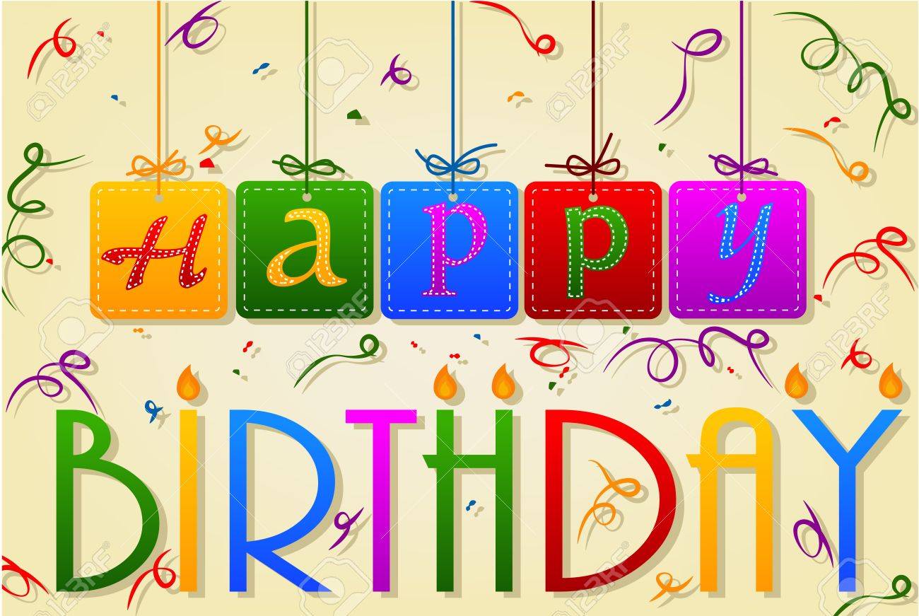 Happy Birthday Stitching Card With Ribbon Royalty Free Cliparts Vectors And Stock Illustration Image