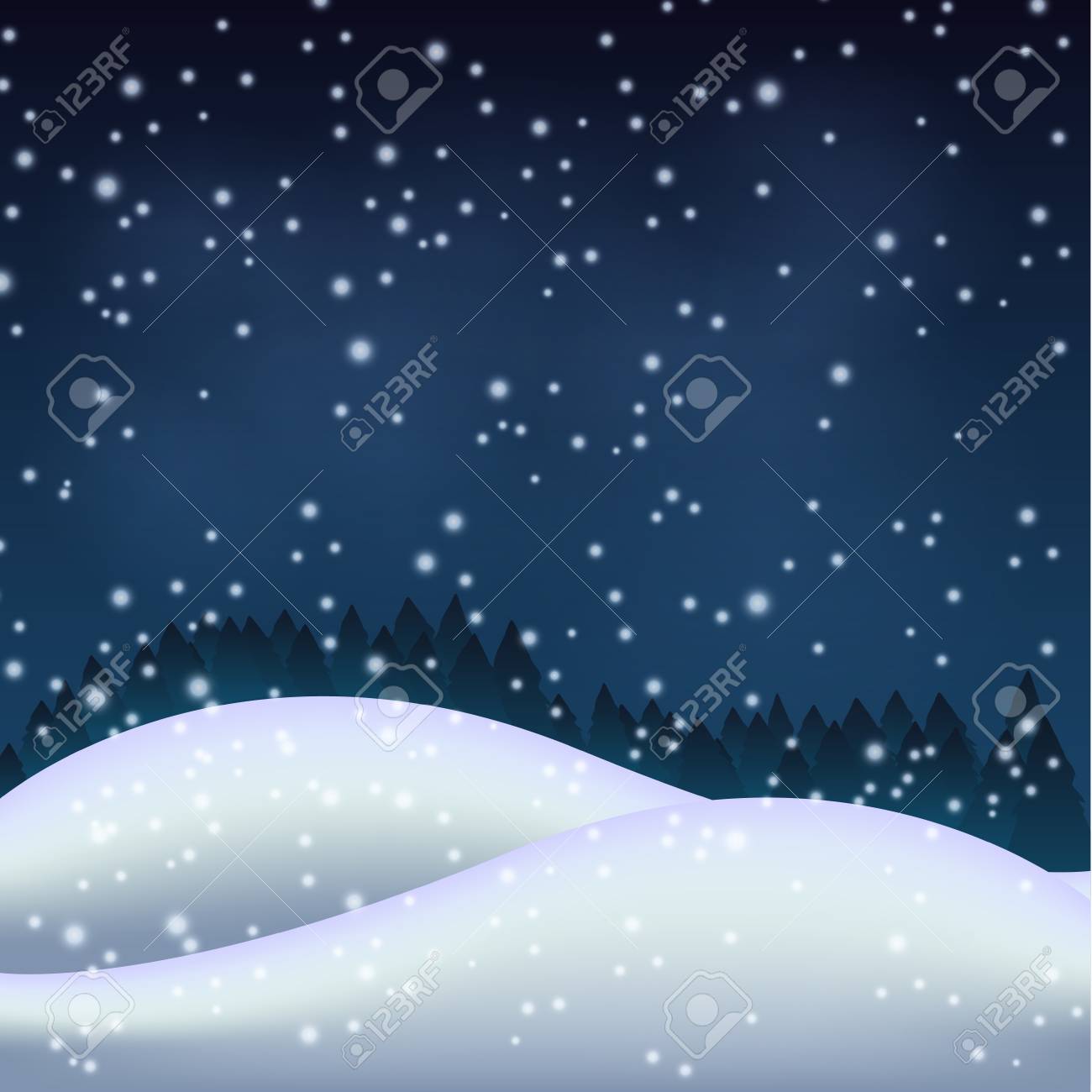 冬の夜雪の丘にのイラスト素材 ベクタ Image 冬の夜雪の丘にのイラスト素材 ベクタ Image