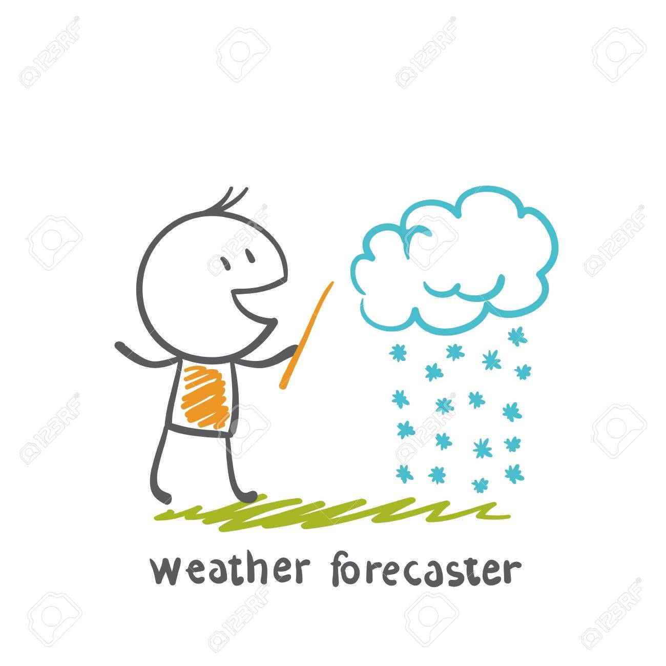 Weather Forecaster Tells The Story Of Snowy Weather Day Illustration Royalty Free Cliparts Vectors And Stock Illustration Image