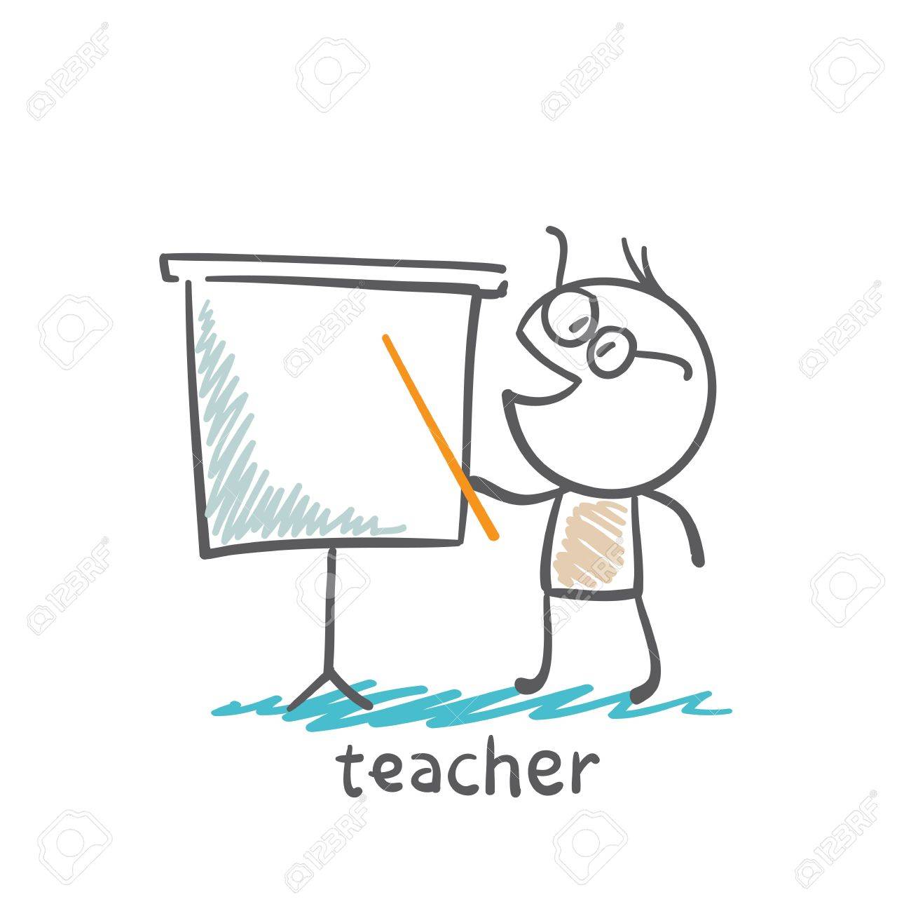 Teacher shows pointer on the board illustration - 36068996 Teacher shows pointer on the board illustration - 36068996