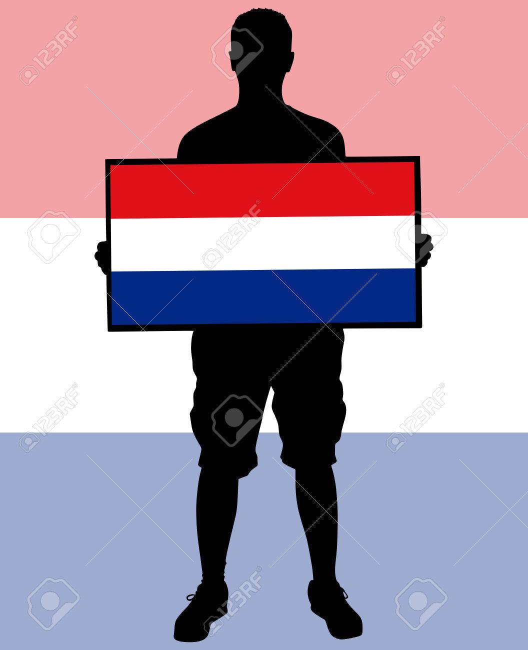 Man Holding A Flag Of Holland Vector Royalty Free Klipartlar