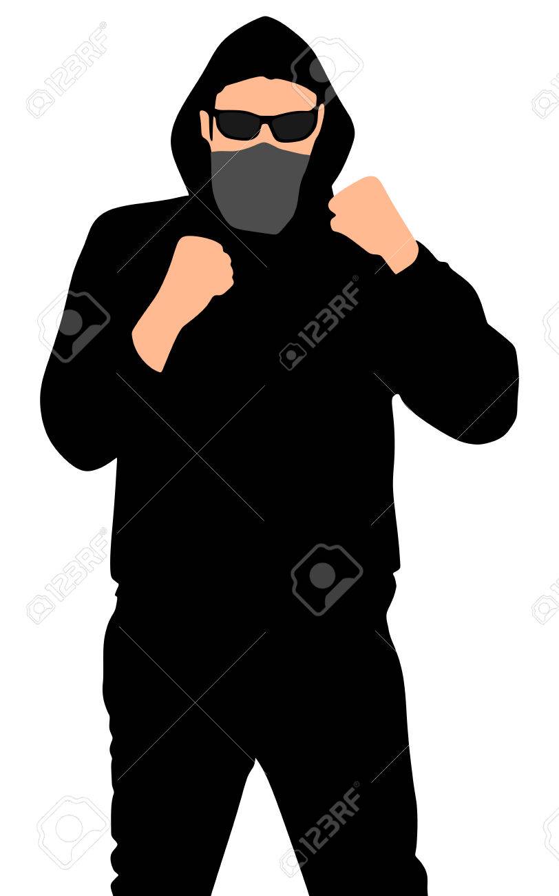 fan hooligan wearing a hood vector royalty free cliparts vectors