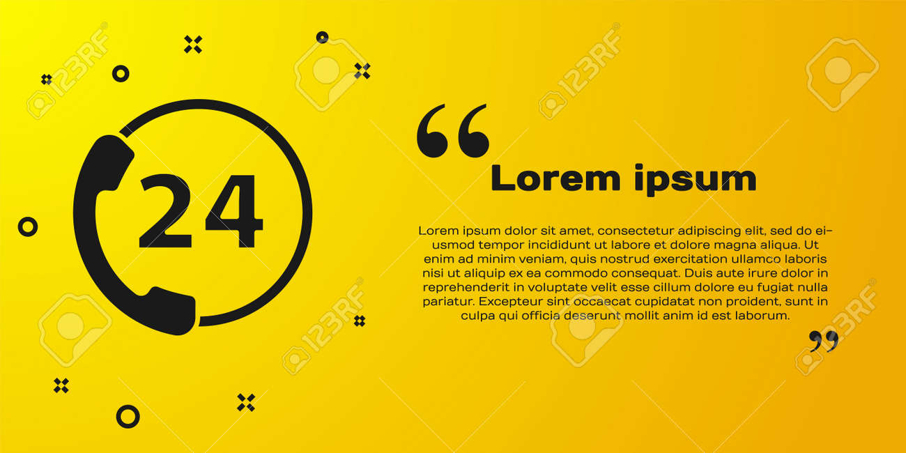 Black Telephone 24 Hours Support Icon Isolated On Yellow Background All Day Customer Support Call Center Full Time Call Services Vector Illustration Royalty Free Cliparts Vectors And Stock Illustration Image 156634055