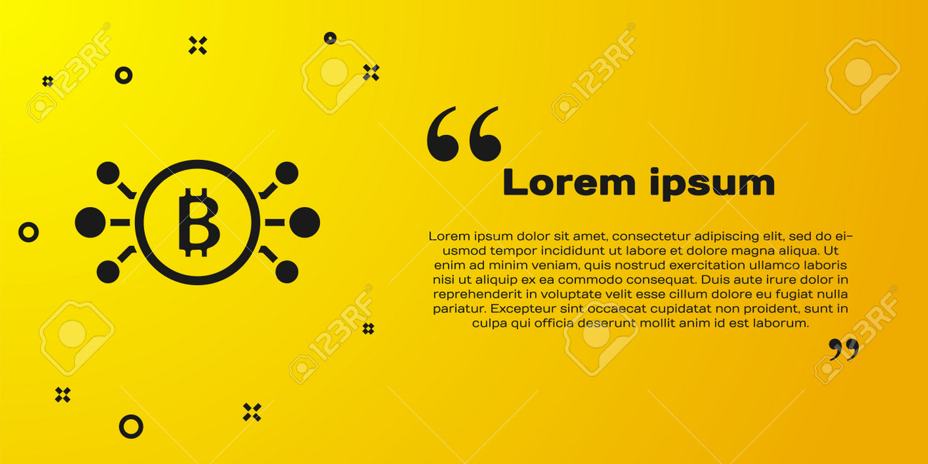 노란색 배경에 분리된 마이크로칩 회로 아이콘이 있는 원 안에 있는 검정색 암호화폐 비트코인입니다. 블록체인 기술, 디지털 머니 마켓.  벡터 로열티 무료 사진, 그림, 이미지 그리고 스톡포토그래피. Image 161388439
