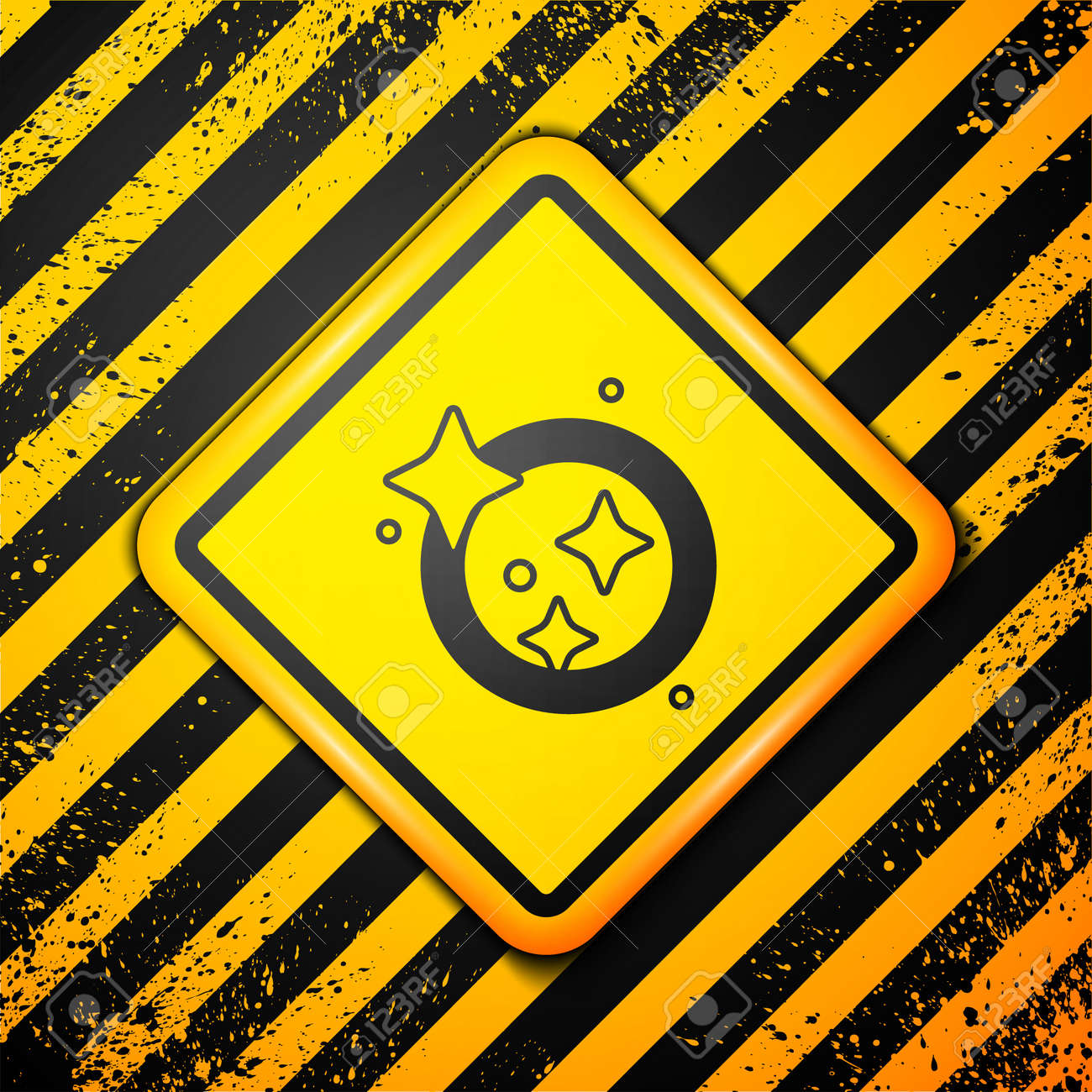 노란색 배경에 분리된 검정 설거지 아이콘 설거지 아이콘 식기세척기 기호 깨끗한 식기 기호 경고 기호 벡터 로열티 무료 사진, 그림,  이미지 그리고 스톡포토그래피. Image 180757460