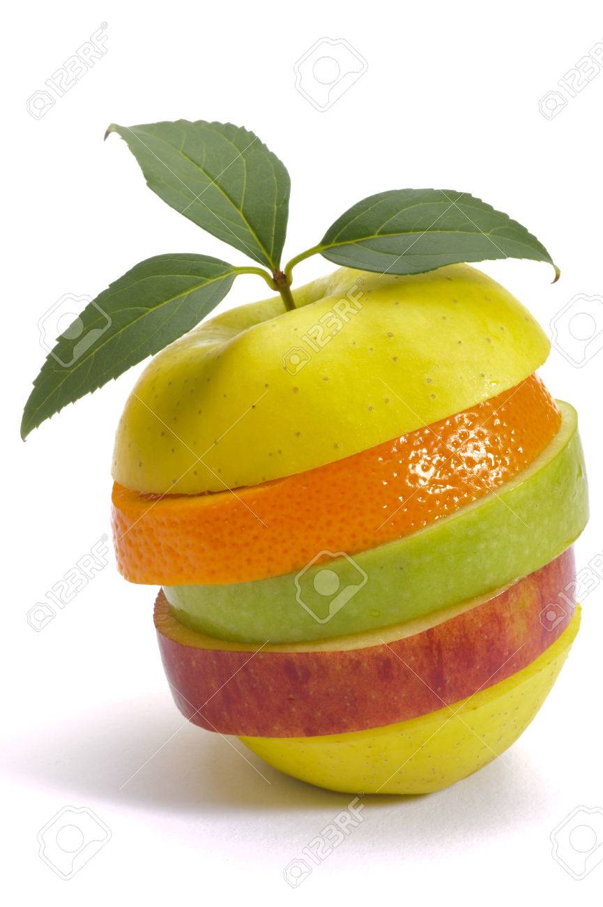 stack of sliced fresh mixed fruits over white - 25110992 stack of sliced fresh mixed fruits over white - 25110992
