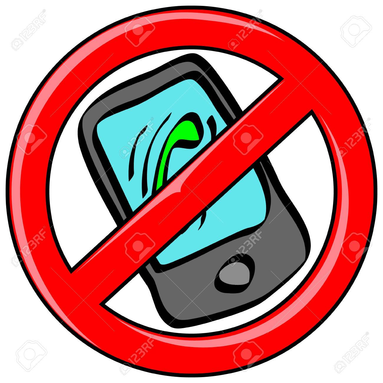 Teléfono Celular Móvil Con El Icono De Llamada Entrante En El Estilo De Dibujos Animados Vector Dentro Icono Rojo Prohibido Ilustraciones svg, vectoriales, clip art vectorizado libre de derechos. Image 35368050