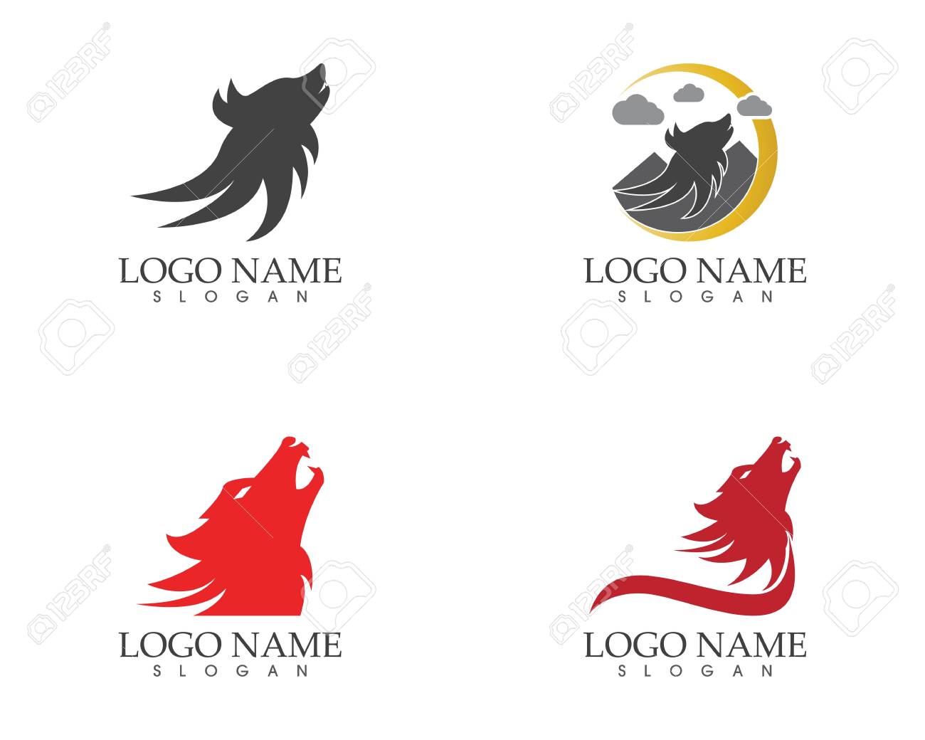 Wolf Head Logo Design Vector Illustration Royalty Free Cliparts