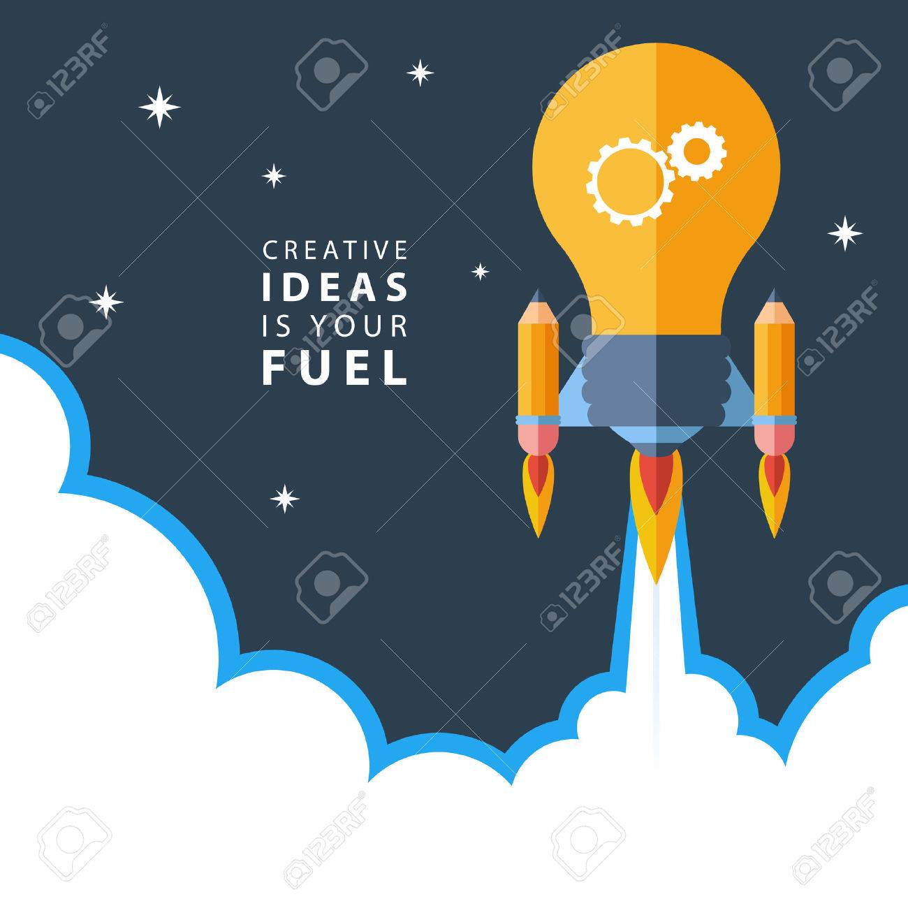 Creative ideas is your fuel. Flat design colorful vector illustration concept for creativity, big idea, creative work, starting new project. - 47178097 Creative ideas is your fuel. Flat design colorful vector illustration concept for creativity, big idea, creative work, starting new project. - 47178097