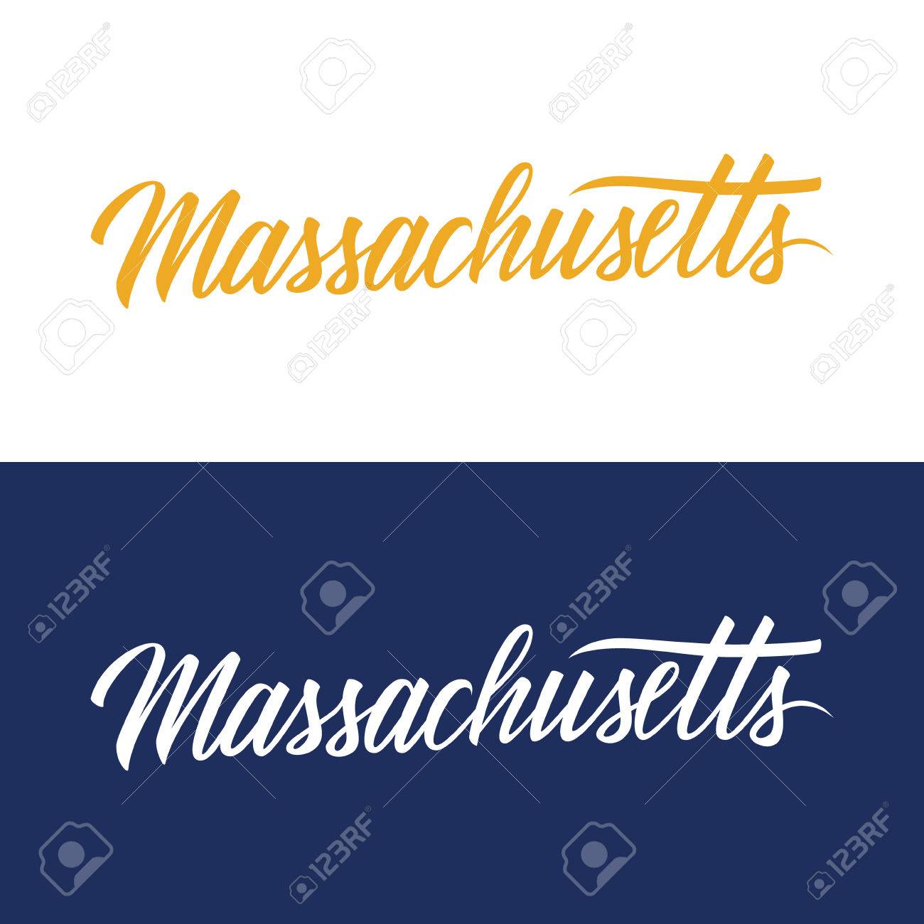 名前マサチューセッツ州手書き米国 あなたのデザインの書道の要素です ベクトルの図 のイラスト素材 ベクタ Image