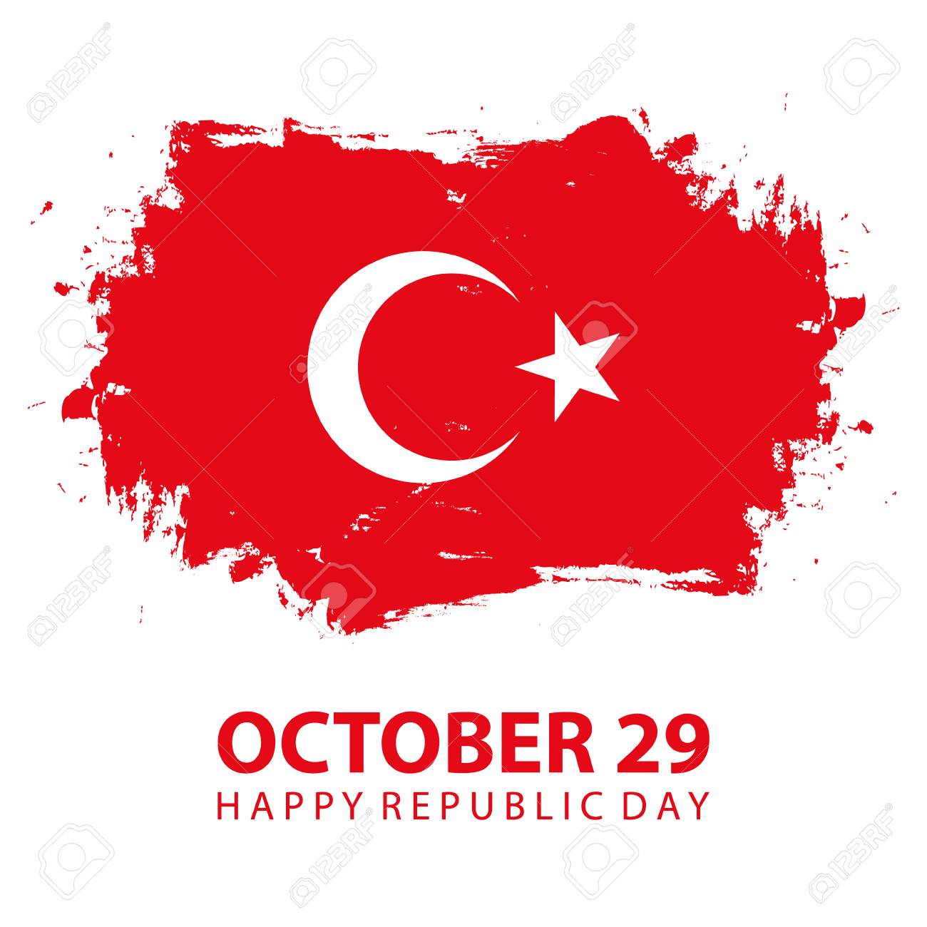Turkey Happy Republic Day October 29 Celebrate Card With Turkish National Flag Brush Stroke Background Vector Illustration Royalty Free Cliparts Vectors And Stock Illustration Image 87644524