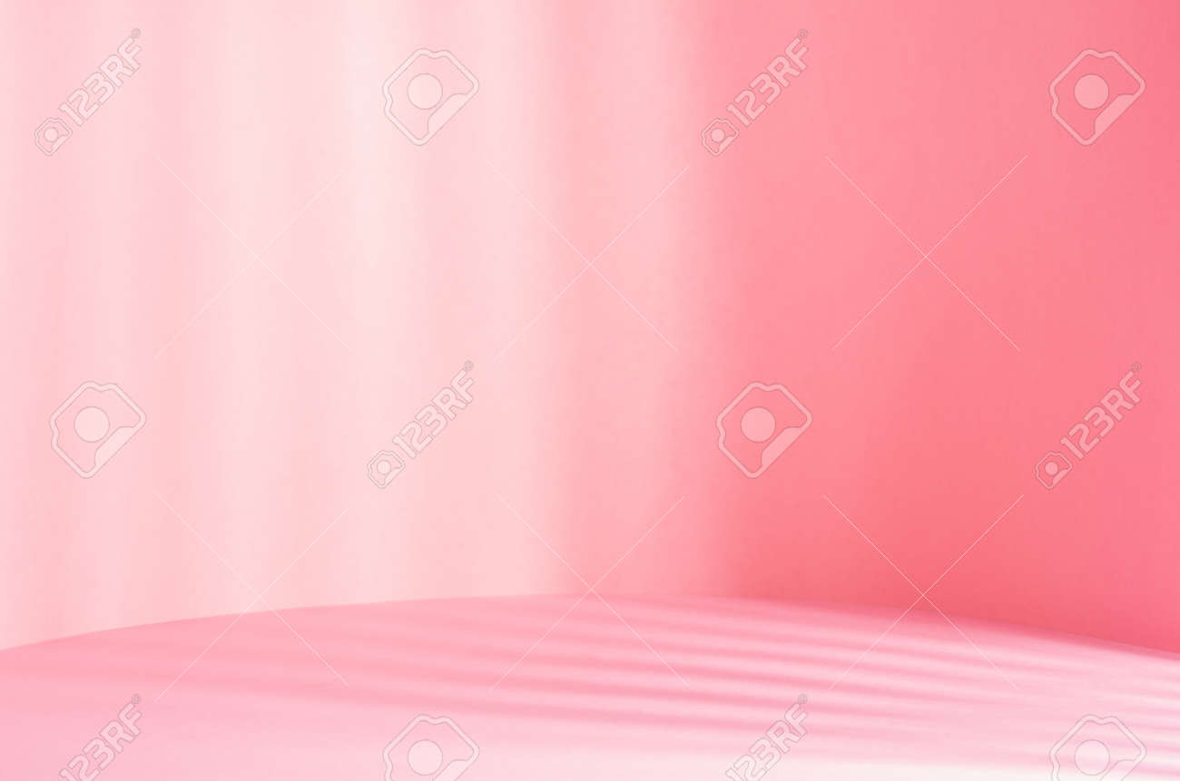 Bright pastel pink scene for display and presentation in sunny day with sun beams and striped shadows, spring delicate background. - 168468855 Bright pastel pink scene for display and presentation in sunny day with sun beams and striped shadows, spring delicate background. - 168468855