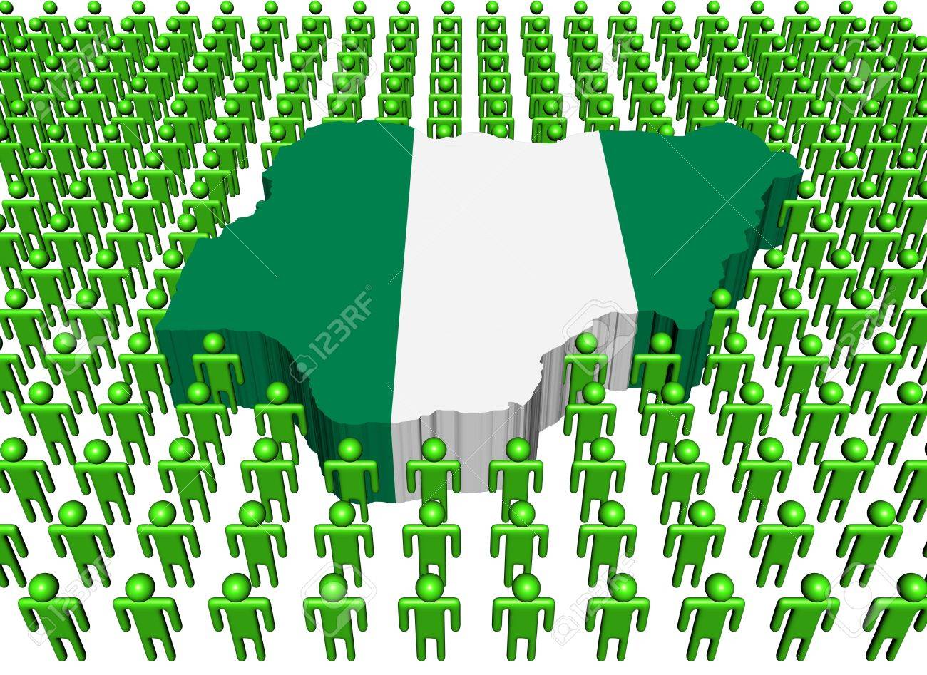 Nigeria Map Flag Surrounded By Many People Stock Photo, Picture ...