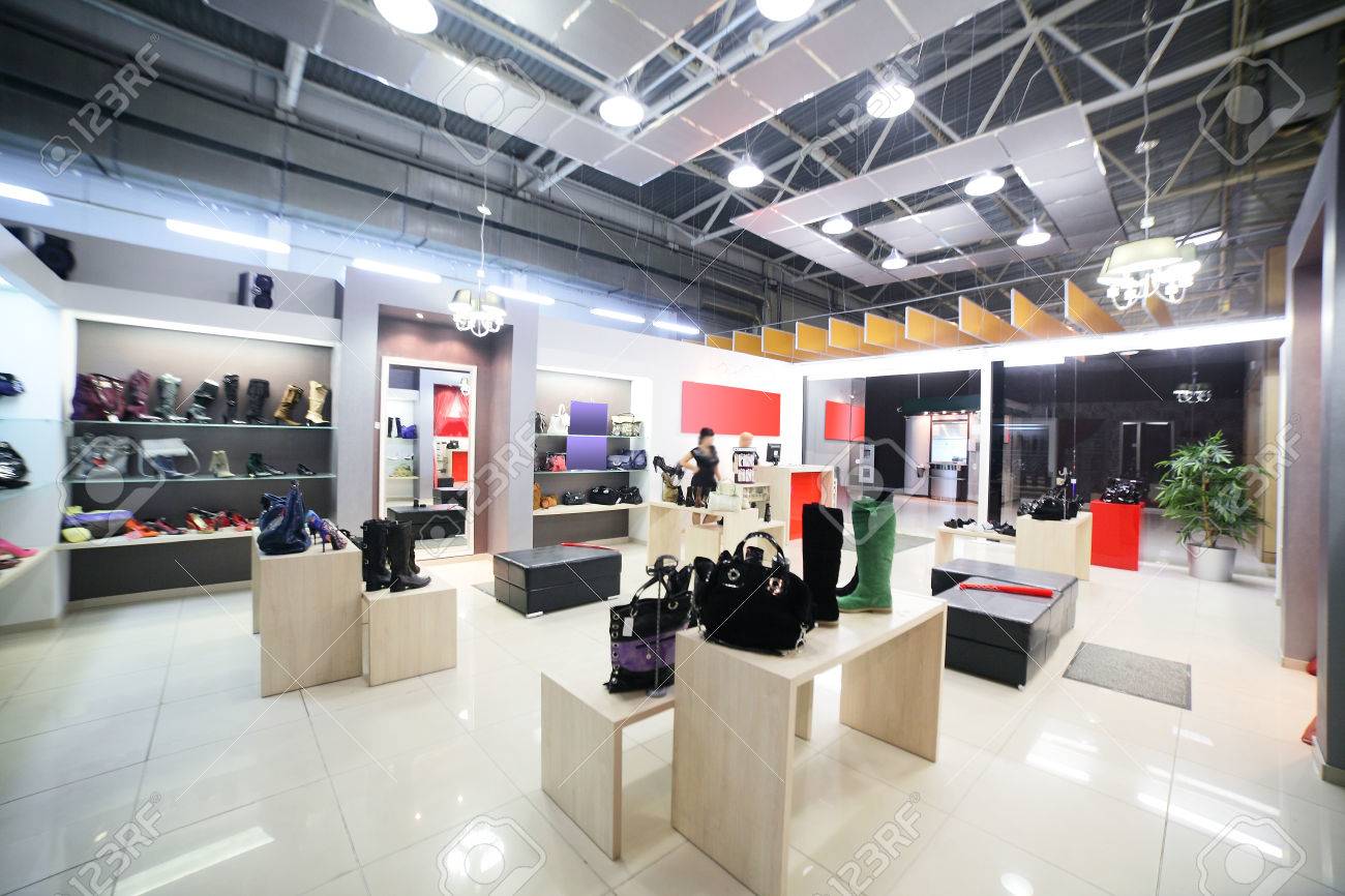 bright and fashionable interior of shoe store in modern mall - 31876897 bright and fashionable interior of shoe store in modern mall - 31876897