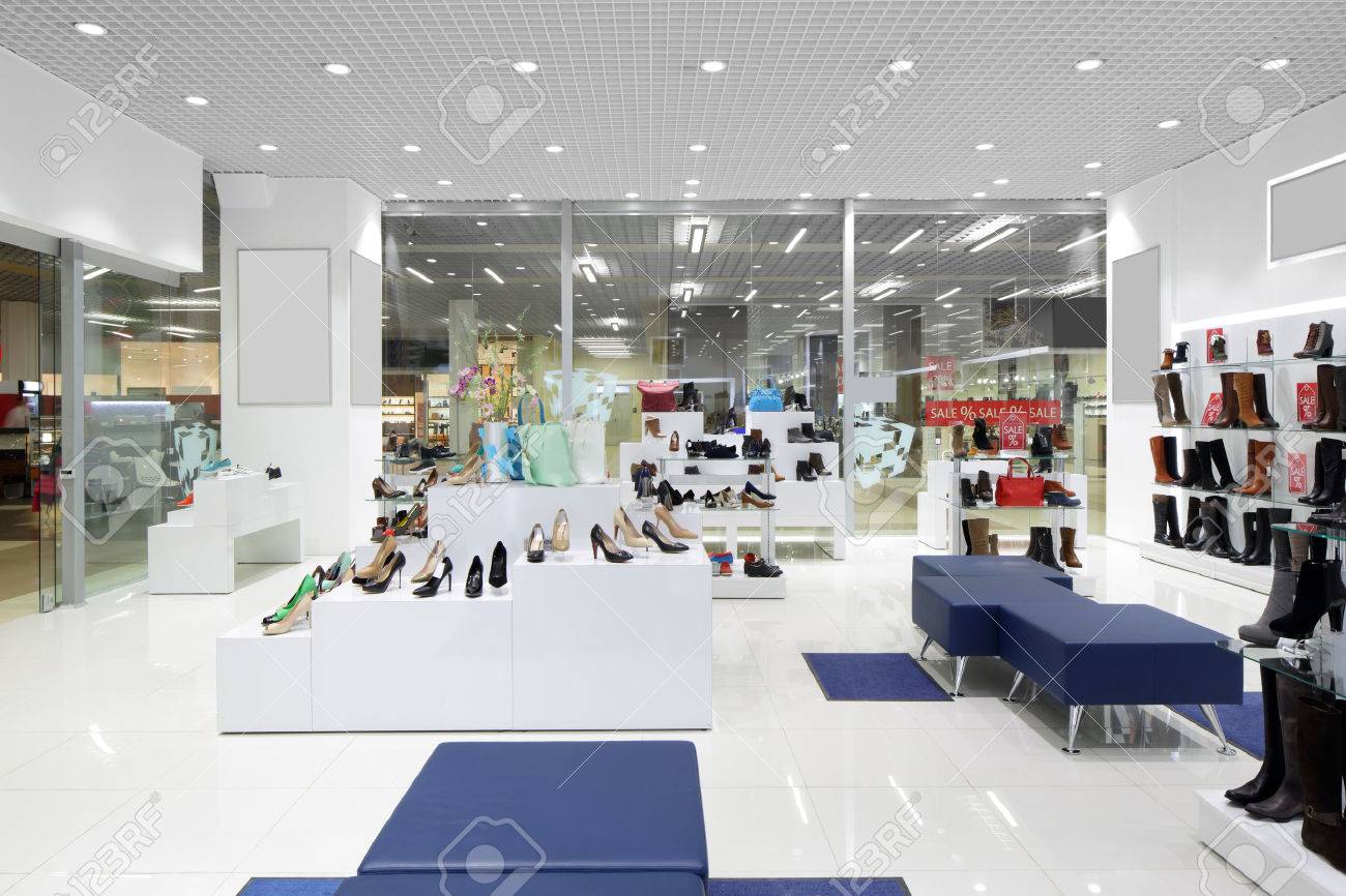 bright and fashionable interior of shoe store in modern mall - 35288678 bright and fashionable interior of shoe store in modern mall - 35288678