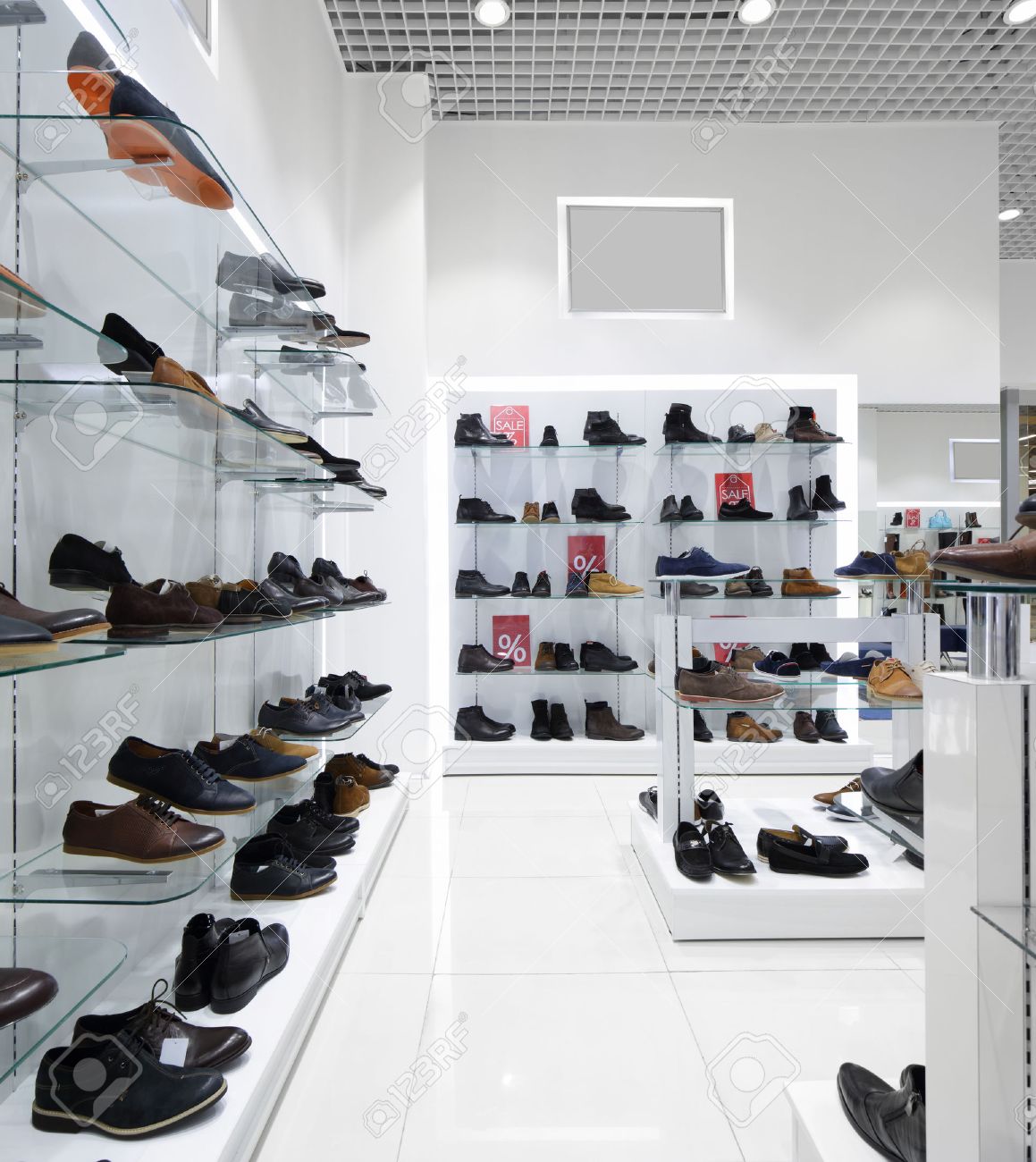 bright and fashionable interior of shoe store in modern mall - 35288680 bright and fashionable interior of shoe store in modern mall - 35288680