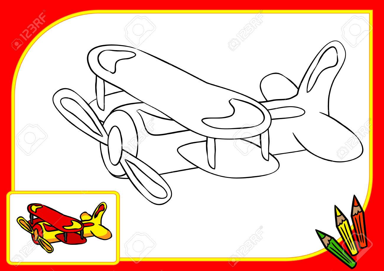 塗り絵 変な飛行機のイラスト の写真素材 画像素材 Image
