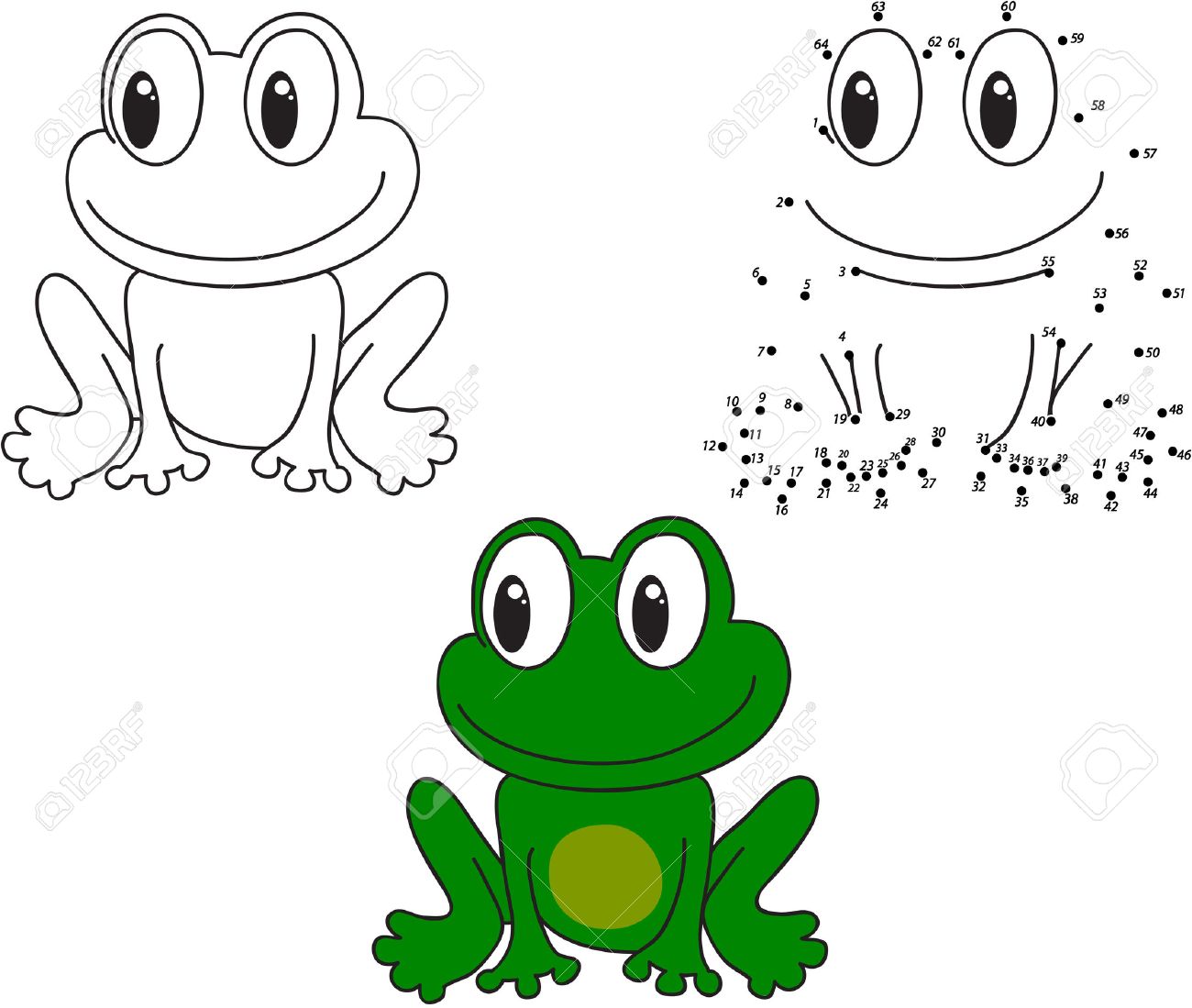 cartoon frog coloring and dot to dot educational game for kids