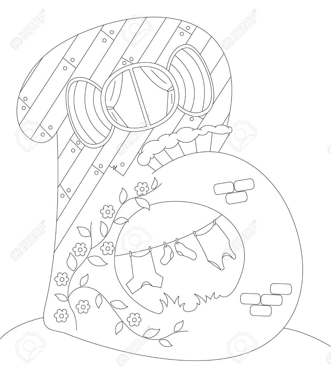A Small House In The Shape Of Letter B Coloring Book For Kids About Architecture