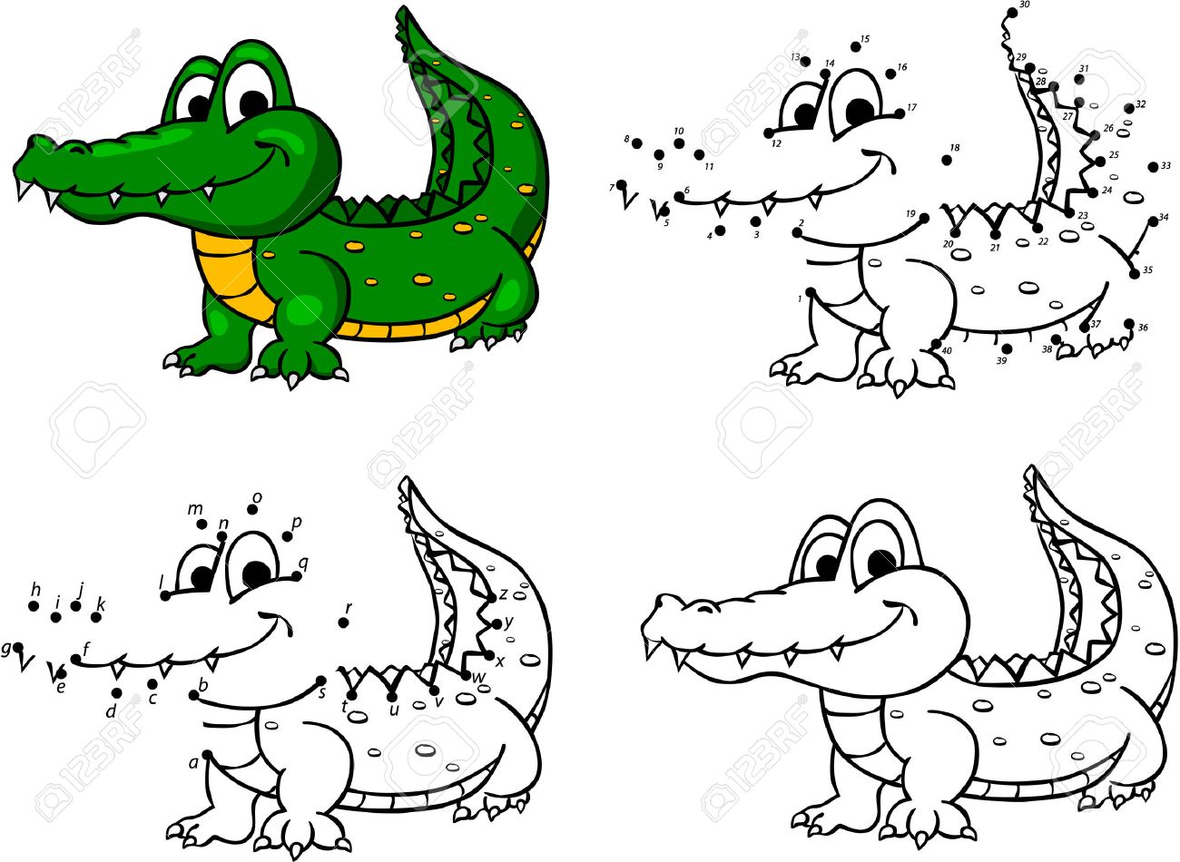 Cocodrilo De Dibujos Animados. Ilustración Del Vector. Colorear Y Punto A Punto Juego Educativo Para Niños Ilustraciones Svg, Vectoriales, Clip Art Vectorizado Libre De Derechos. Image 49541444. Cocodrilo De Dibujos Animados. Ilustración Del Vector. Colorear Y Punto A Punto Juego Educativo Para Niños Ilustraciones Svg, Vectoriales, Clip Art Vectorizado Libre De Derechos. Image 49541444.
