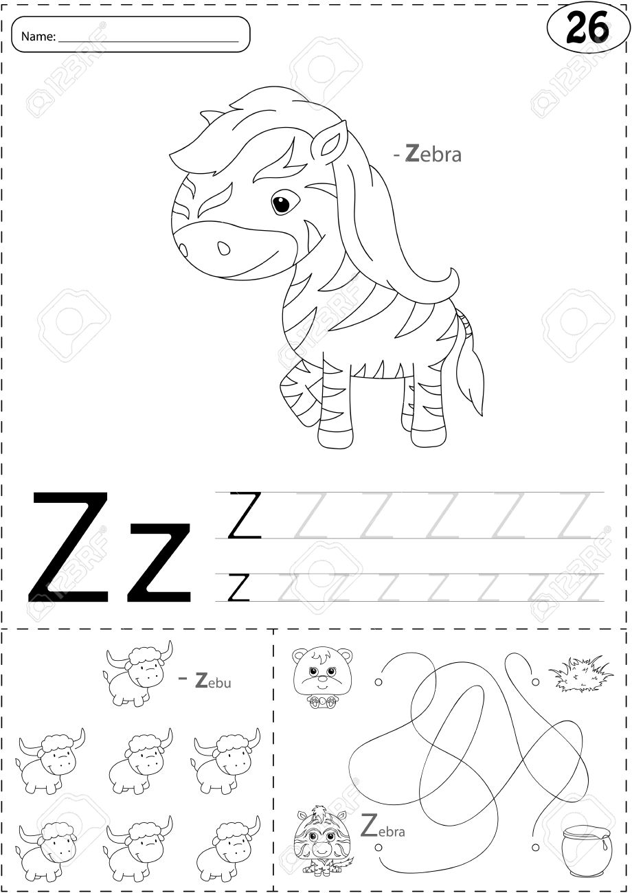 worksheet Zebra Worksheets cartoon zebra and zebu alphabet tracing worksheet writing a z coloring book educational